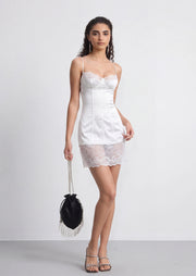 Alice Satin Mini Dress In White
