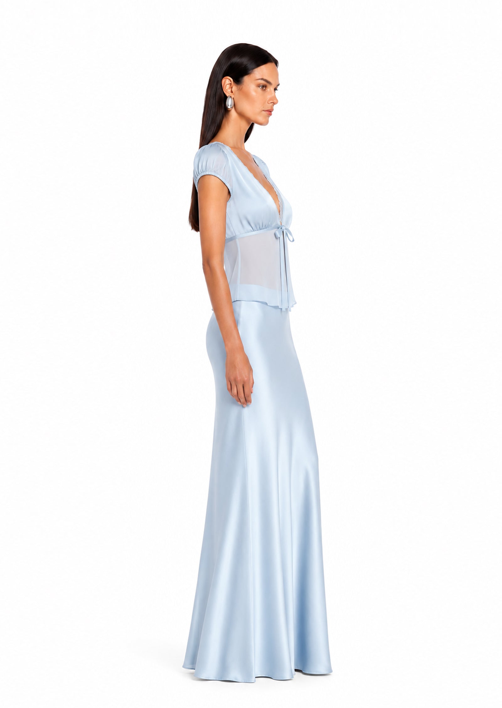 Midikleid in A-Linie mit Blumenmuster und Laternenärmeln