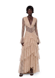 Midikleid in A-Linie mit Blumenmuster und Laternenärmeln