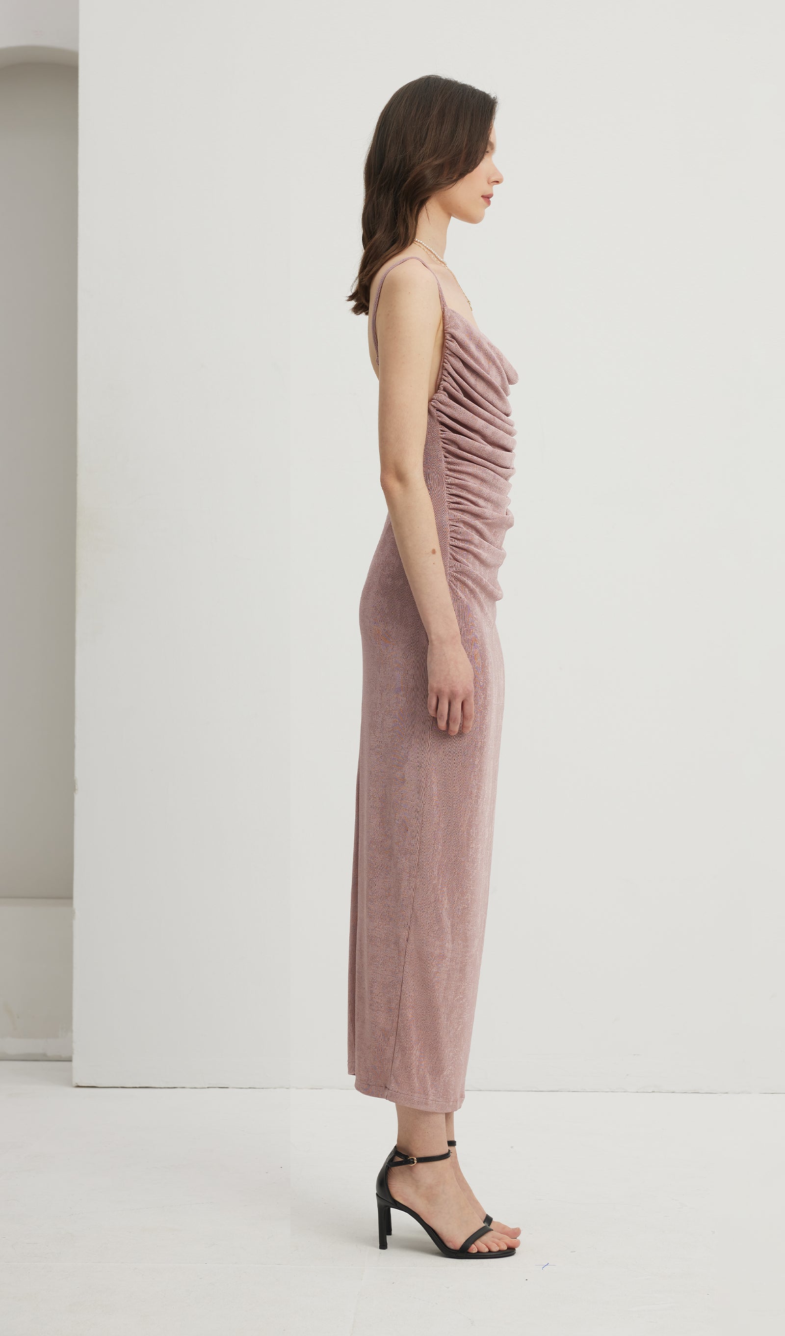 Midikleid in A-Linie mit Blumenmuster und Laternenärmeln