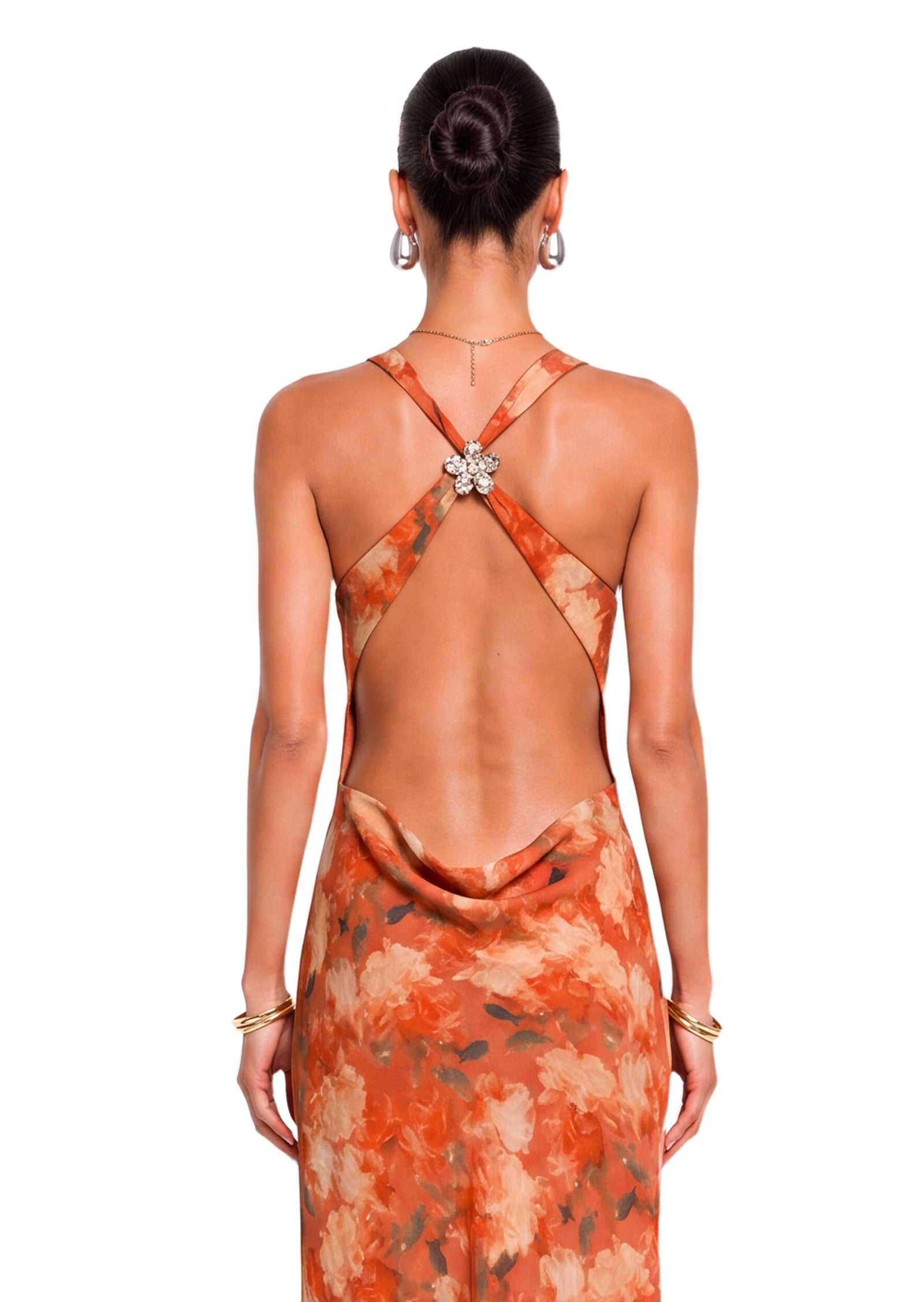 Yagil Open Back Printed Maxi Dress In Red