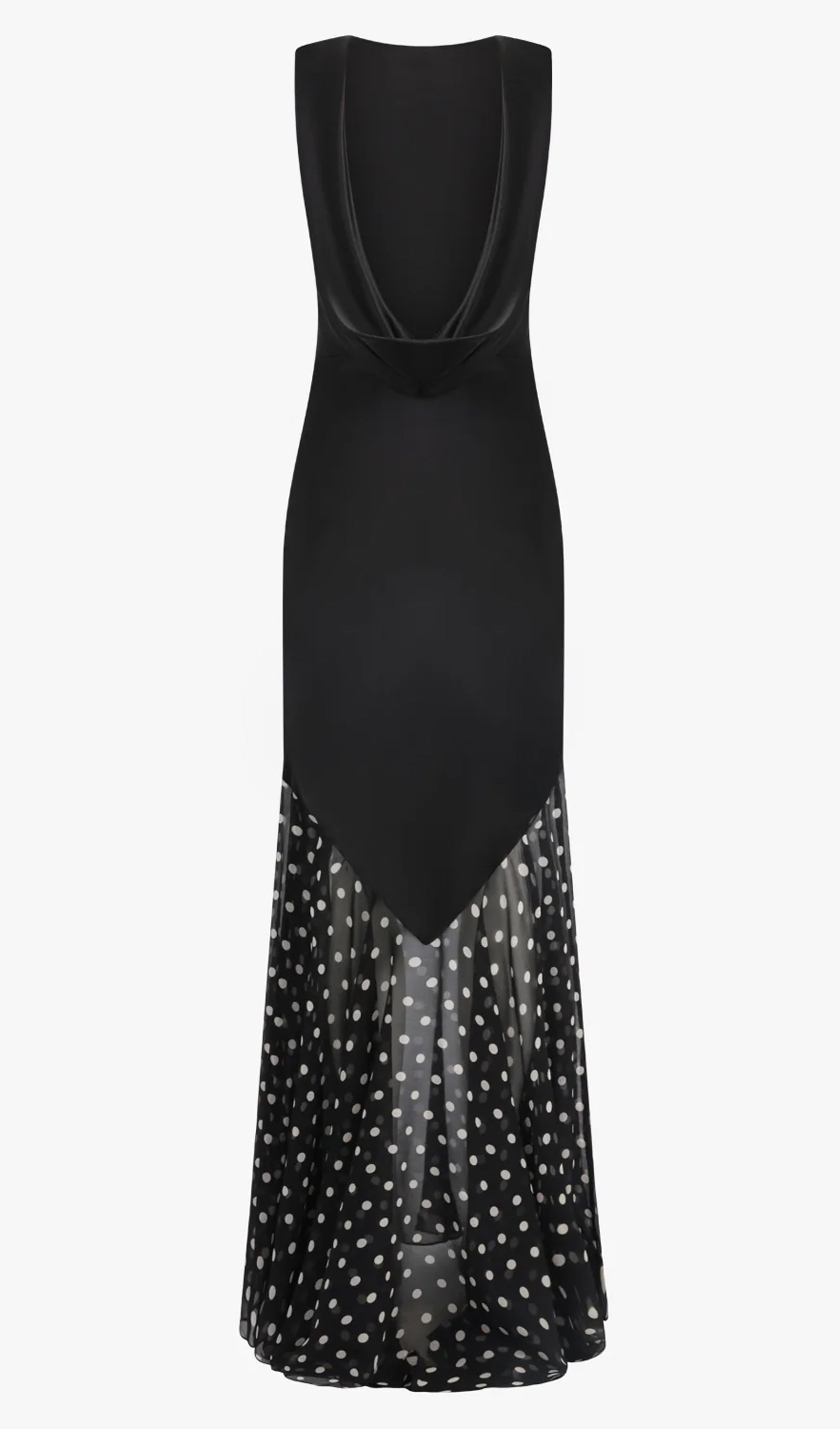 Contrast Polka Dot Mermaid Maxi Backless Dress
