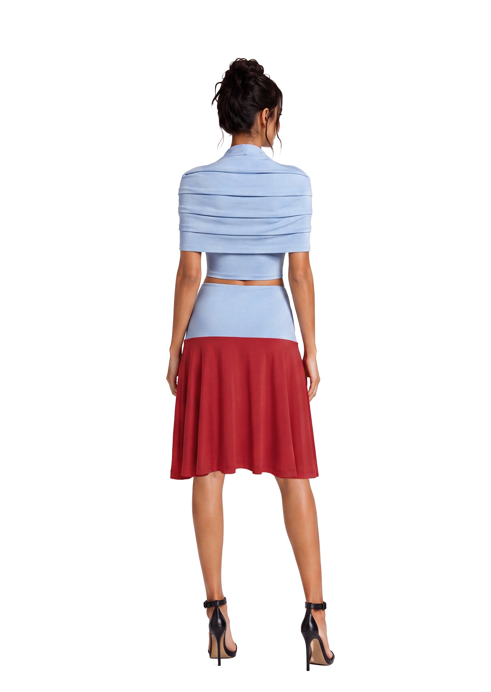 Midikleid in A-Linie mit Blumenmuster und Laternenärmeln