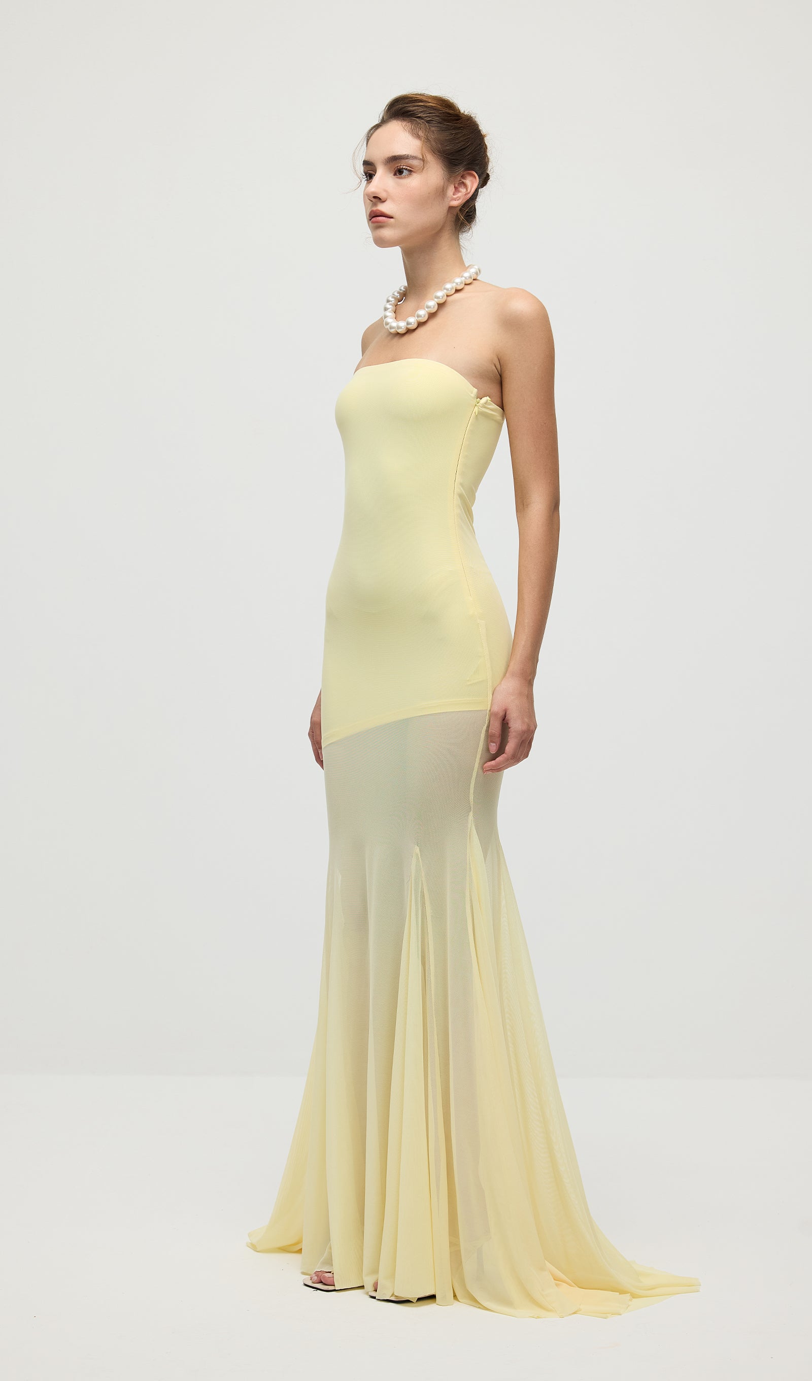 Midikleid in A-Linie mit Blumenmuster und Laternenärmeln