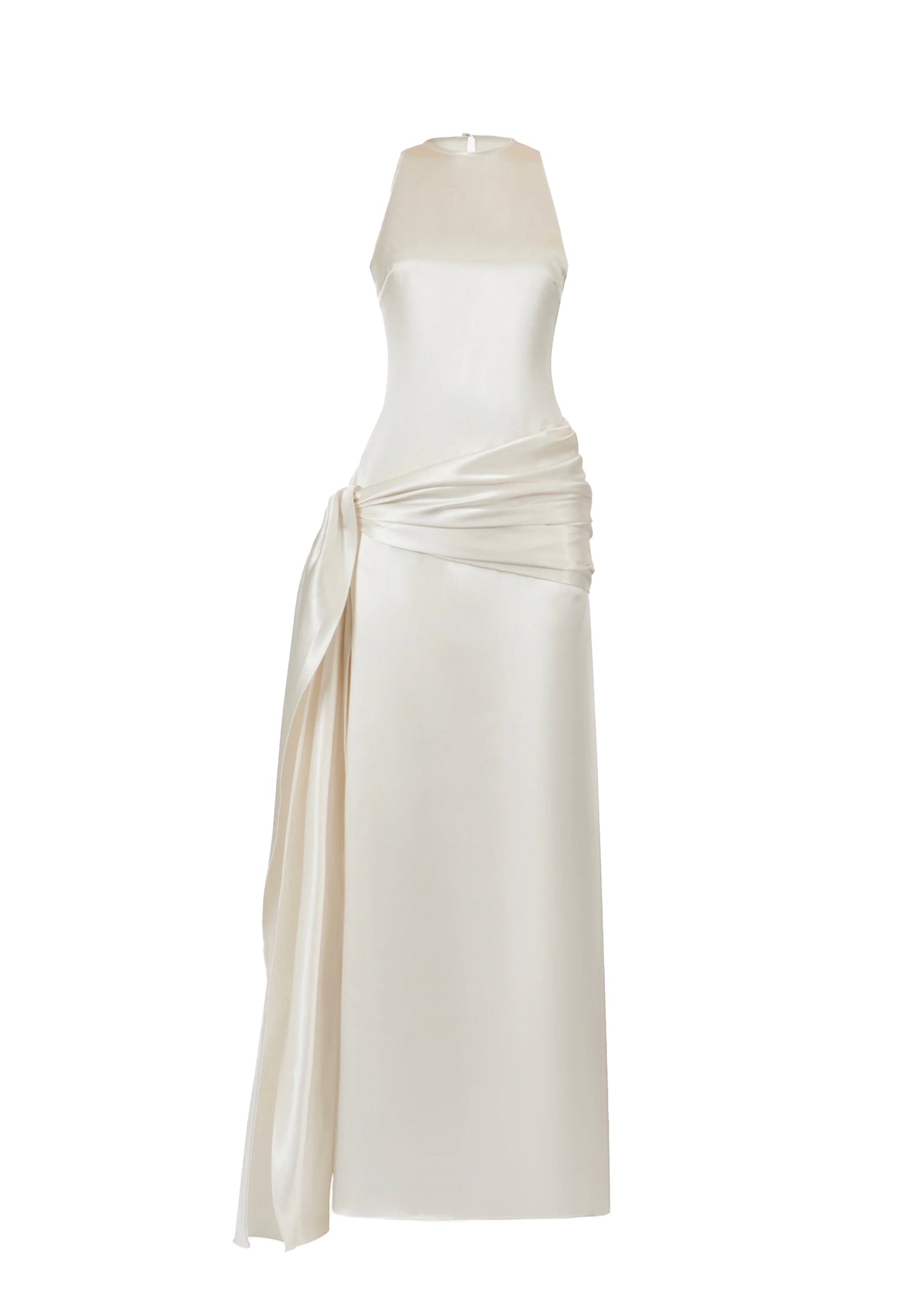 Walworth Satin Halter Neck Slit Maxi Dress