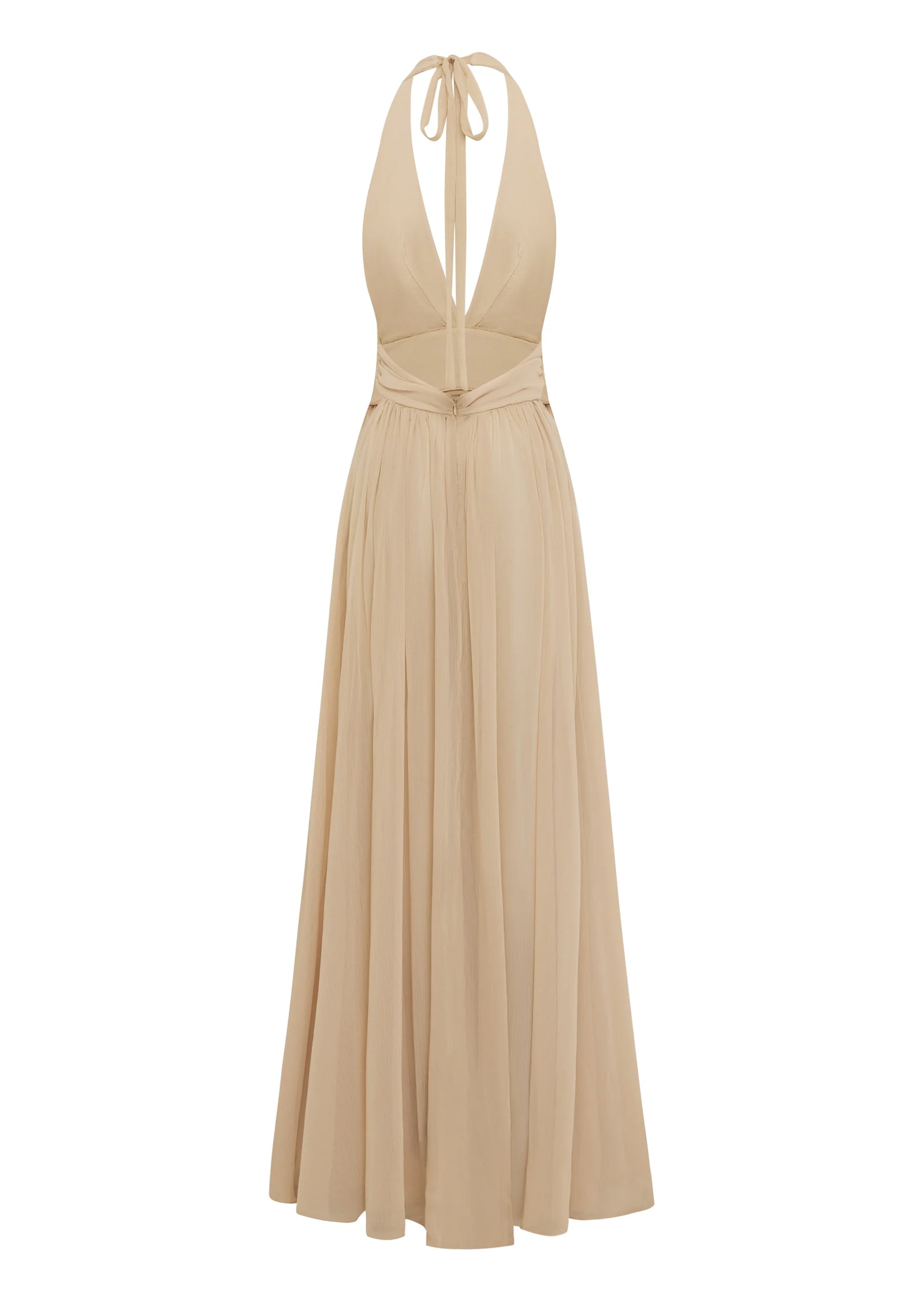 Backless Deep V Halter Neck Maxi Dress
