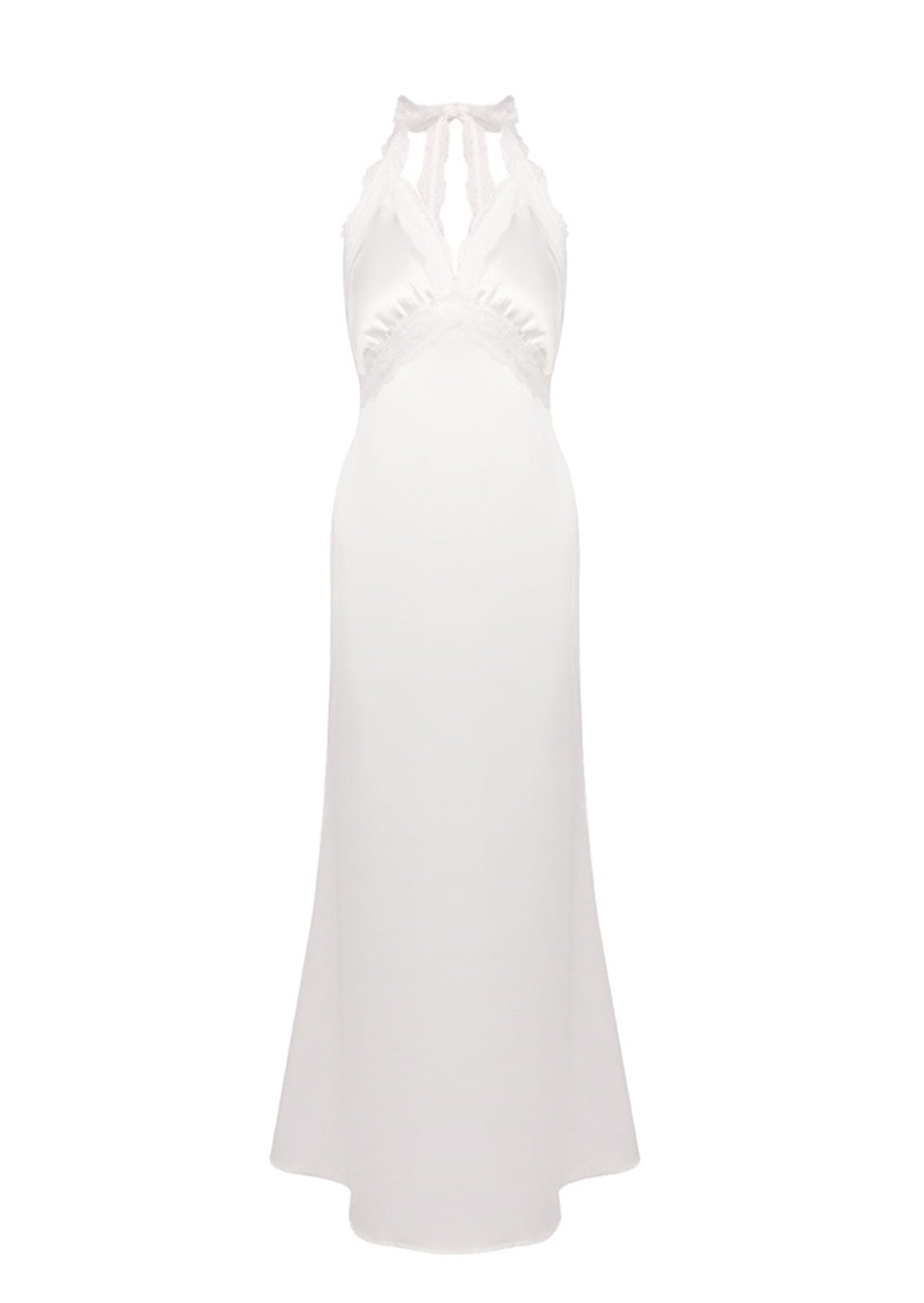 Ebbe Halter Neck Lace  Satin Maxi Dress