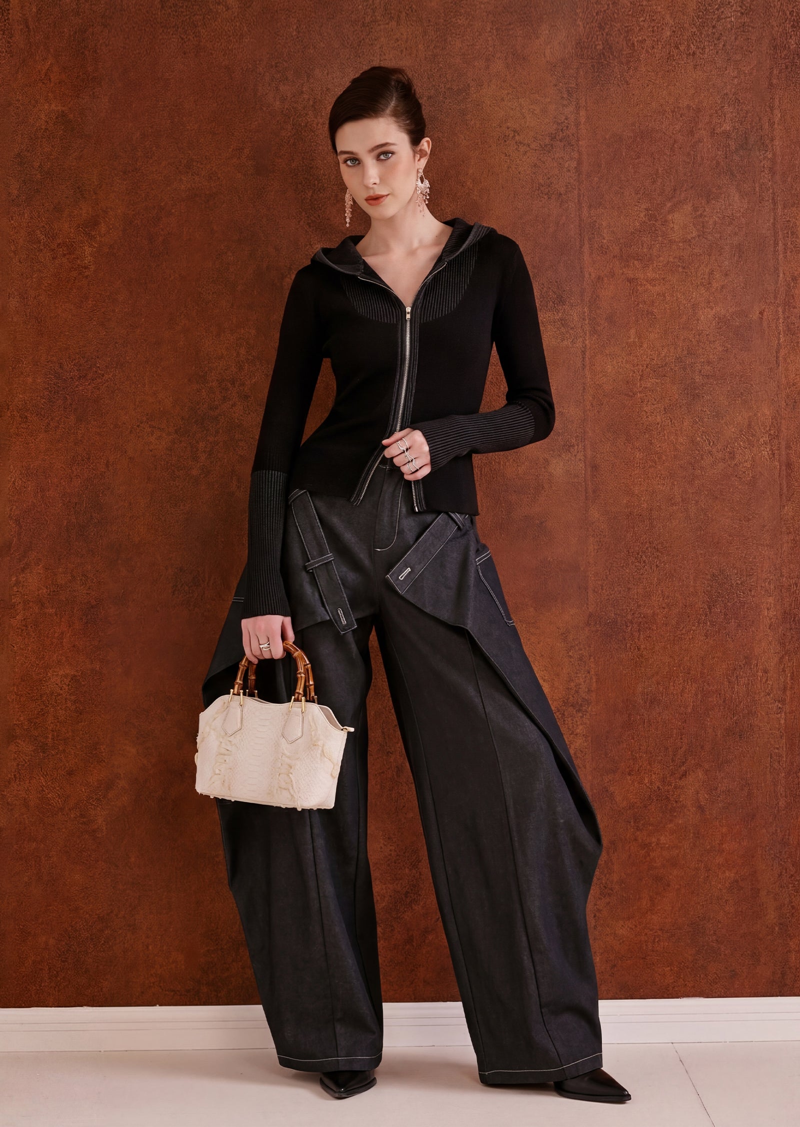 Norma Fake Two-Piece Wide-Leg Jeans