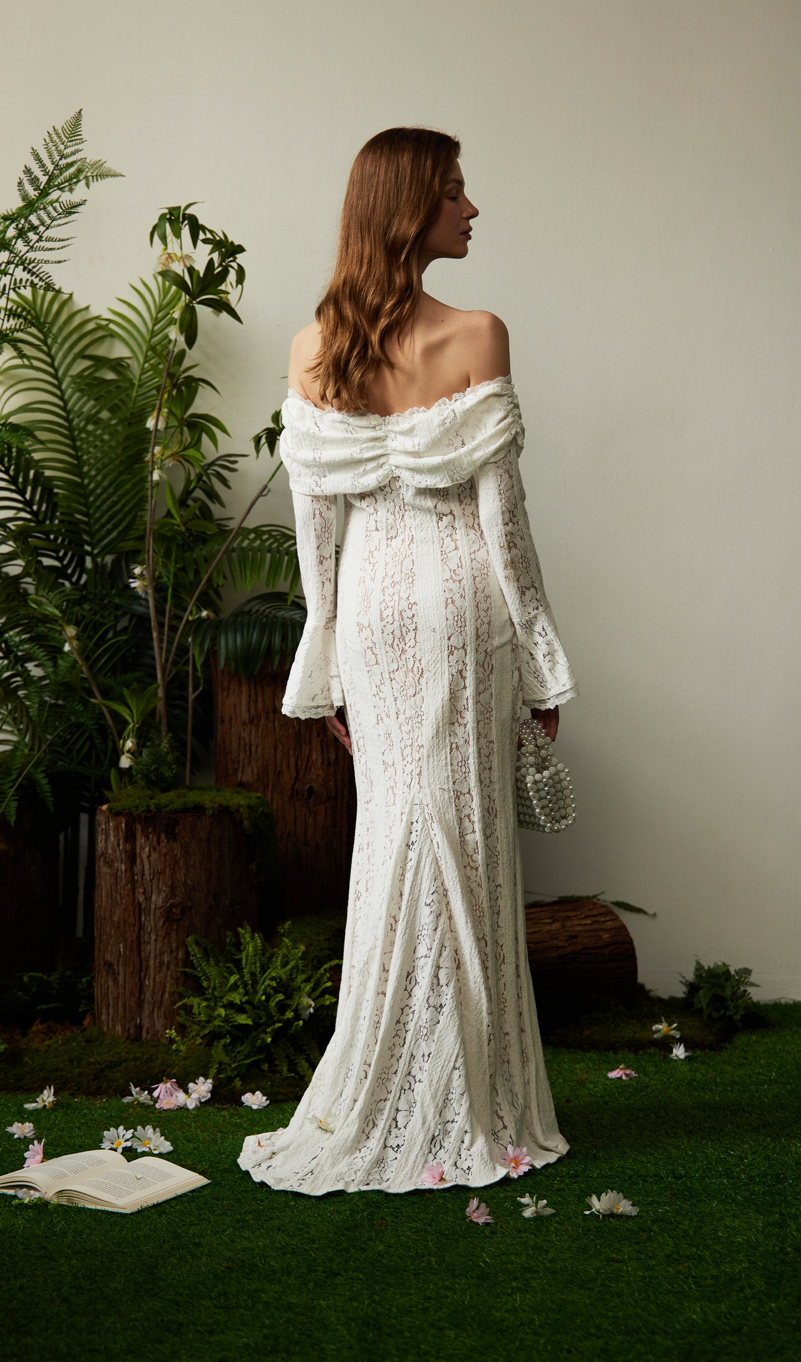 Midikleid in A-Linie mit Blumenmuster und Laternenärmeln