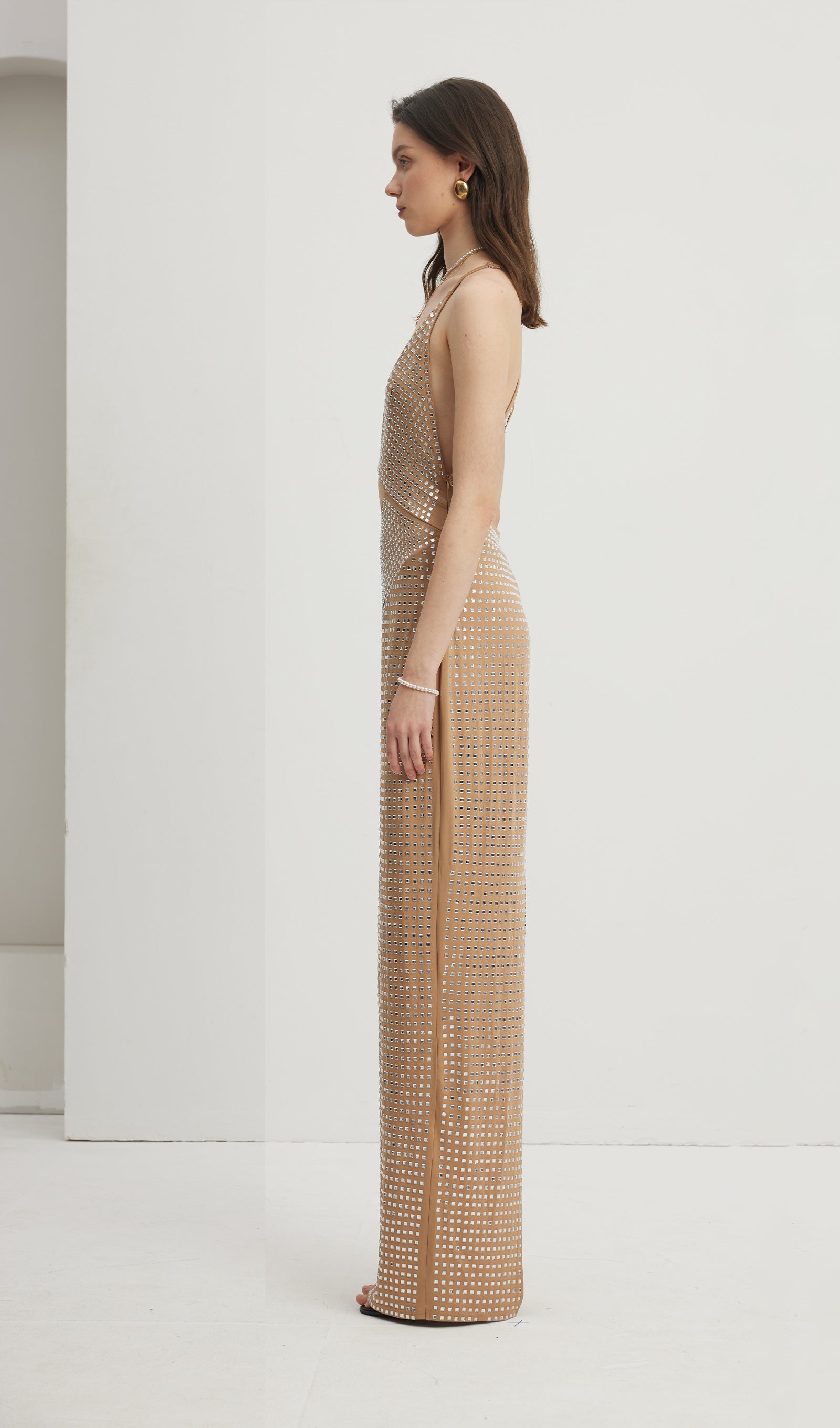 embellished cut out maxi dress Embellished Cut-Out Maxi Dress Nude – Queena Wish
