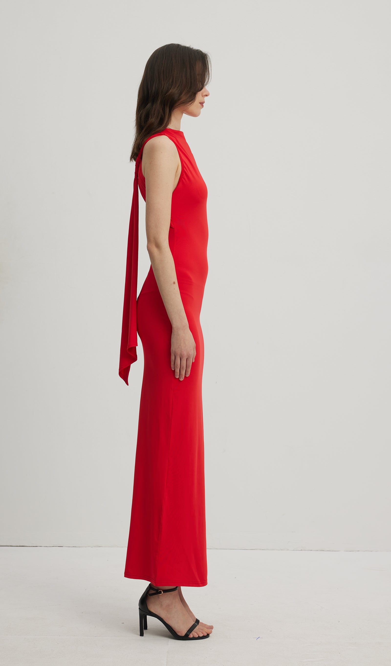Midikleid in A-Linie mit Blumenmuster und Laternenärmeln