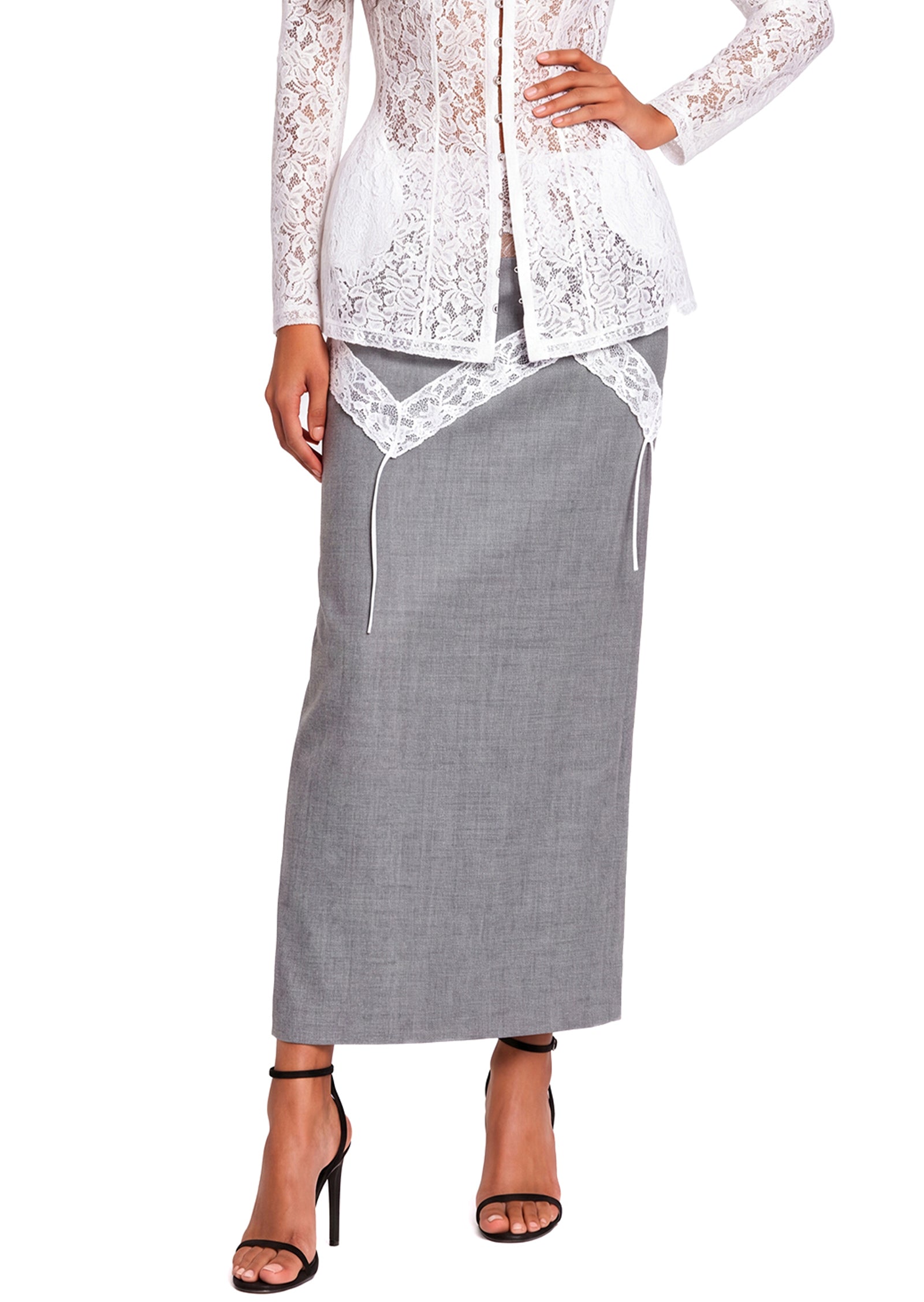 Rabbie Lace Trimmed Midi Skirt