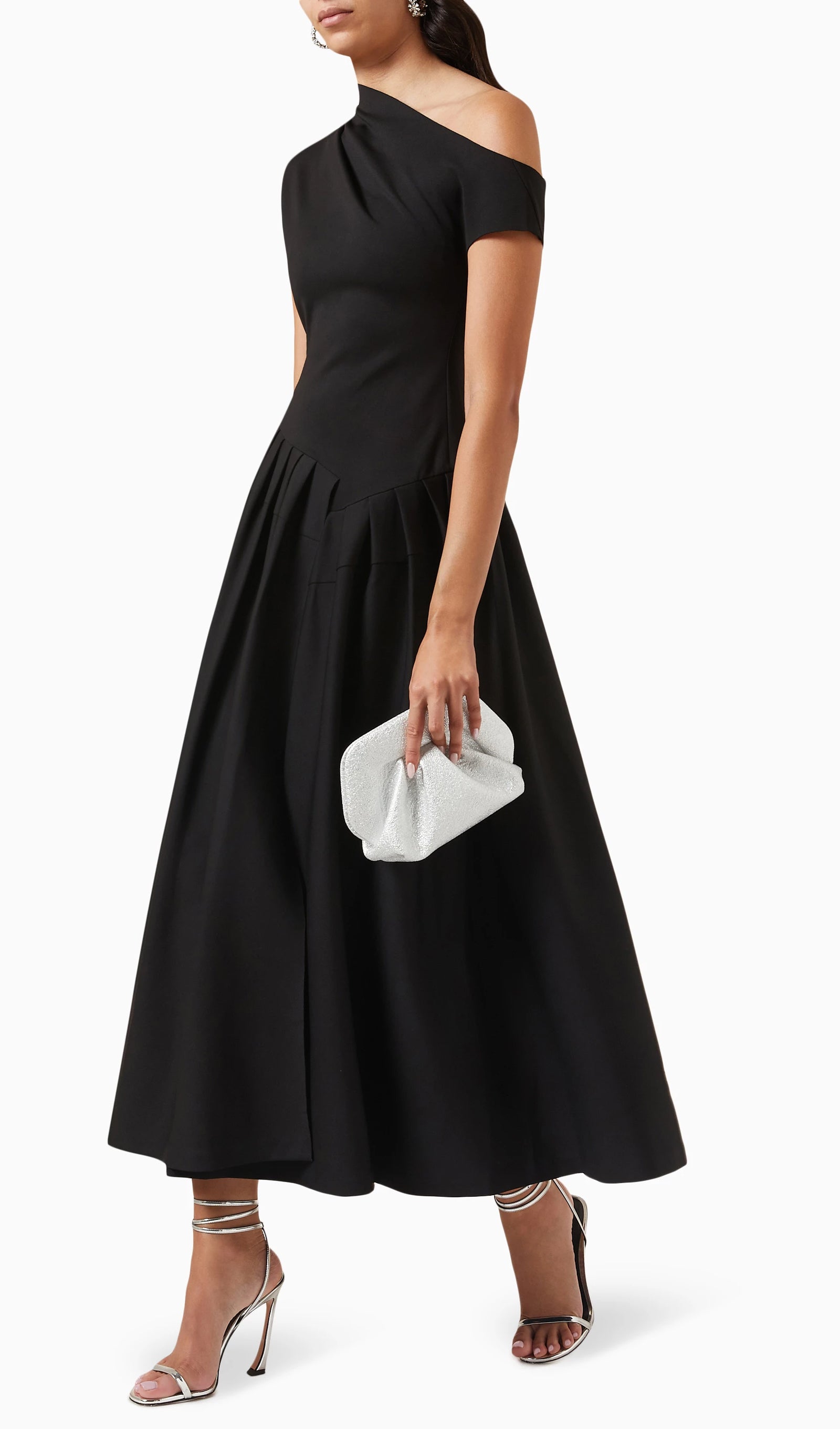 Midikleid in A-Linie mit Blumenmuster und Laternenärmeln
