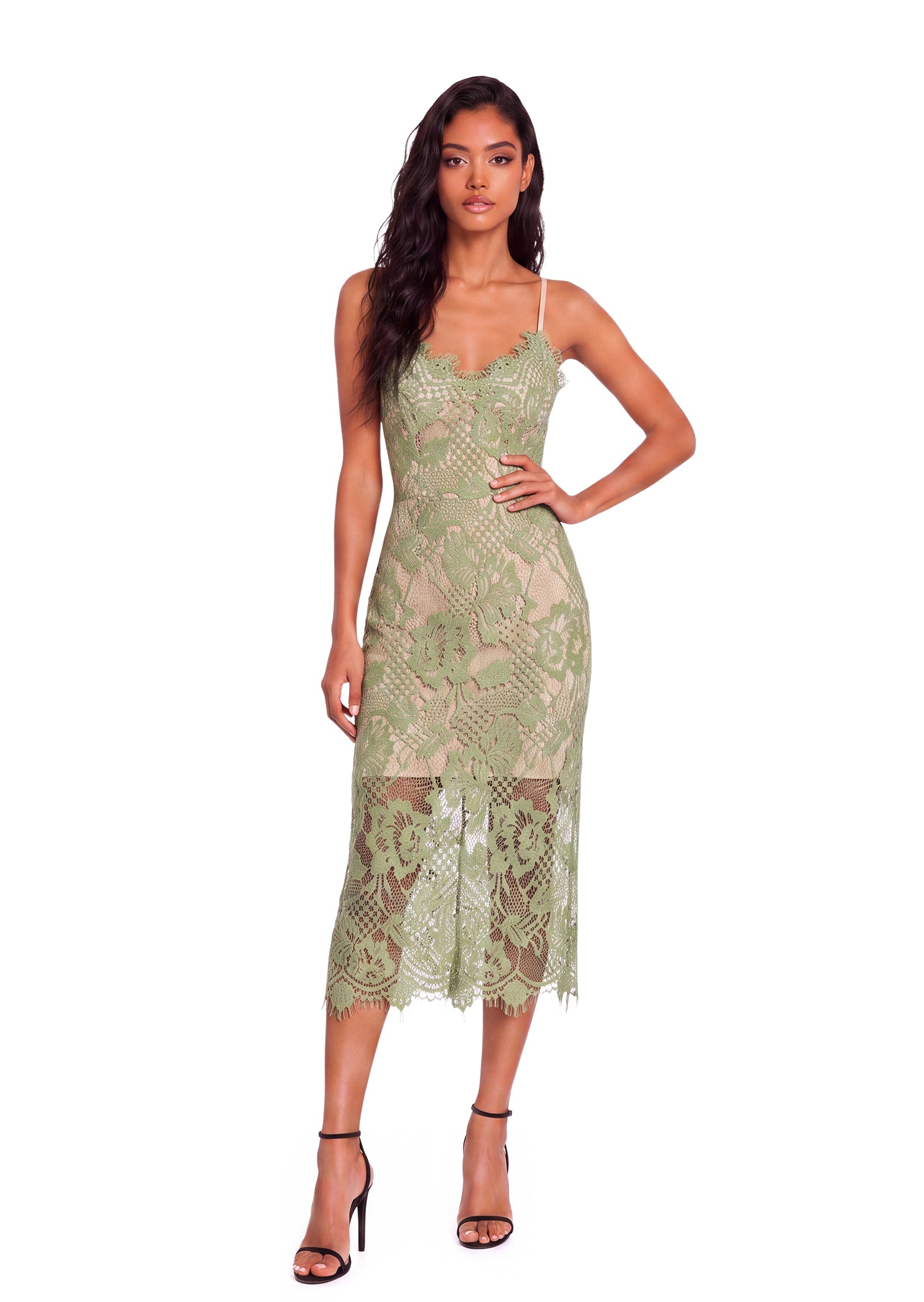 Midikleid in A-Linie mit Blumenmuster und Laternenärmeln