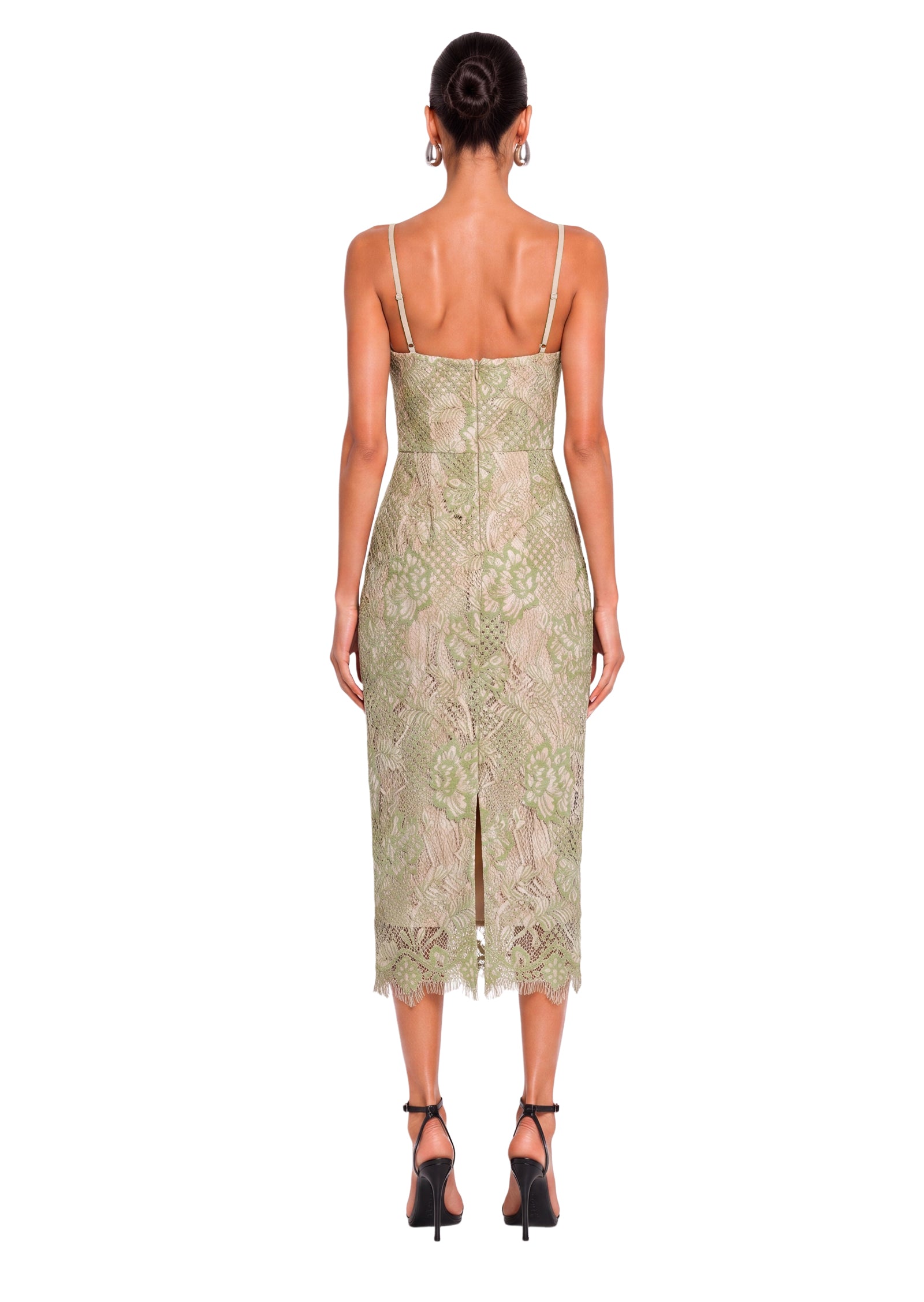Midikleid in A-Linie mit Blumenmuster und Laternenärmeln