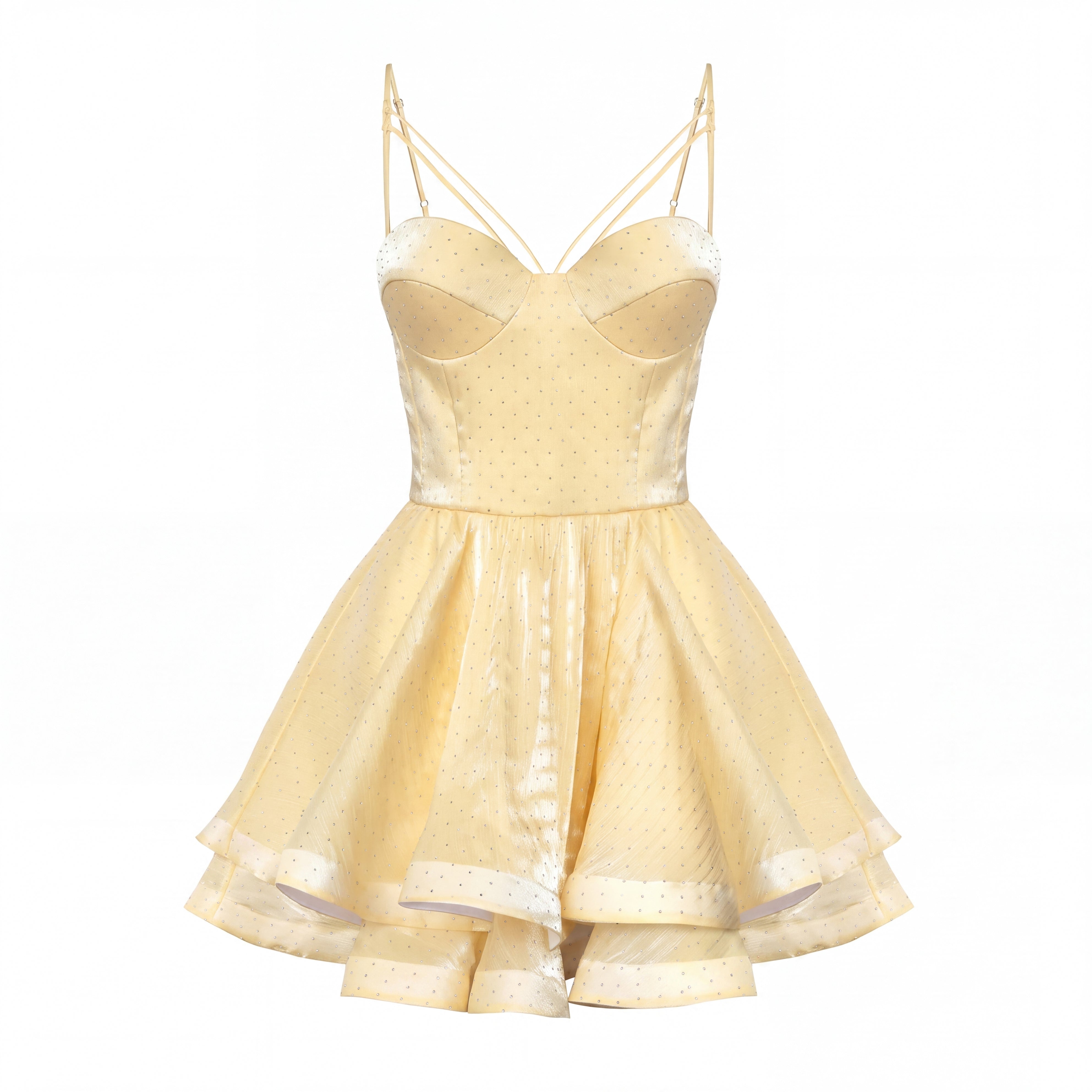 Joelle Mini Dress With Rhinestones In Yellow