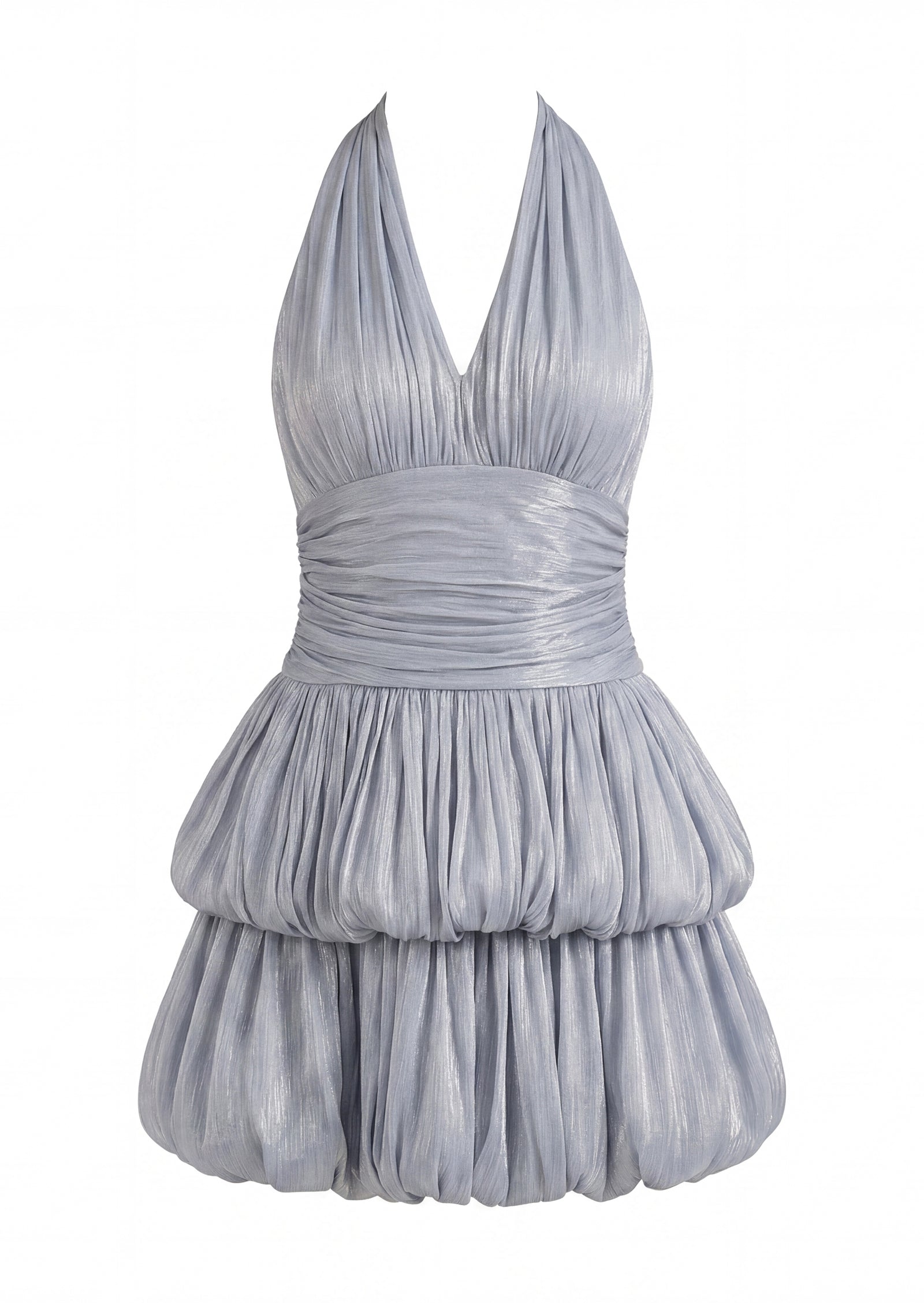 Helsa Halter Puff Hem Mini Dress