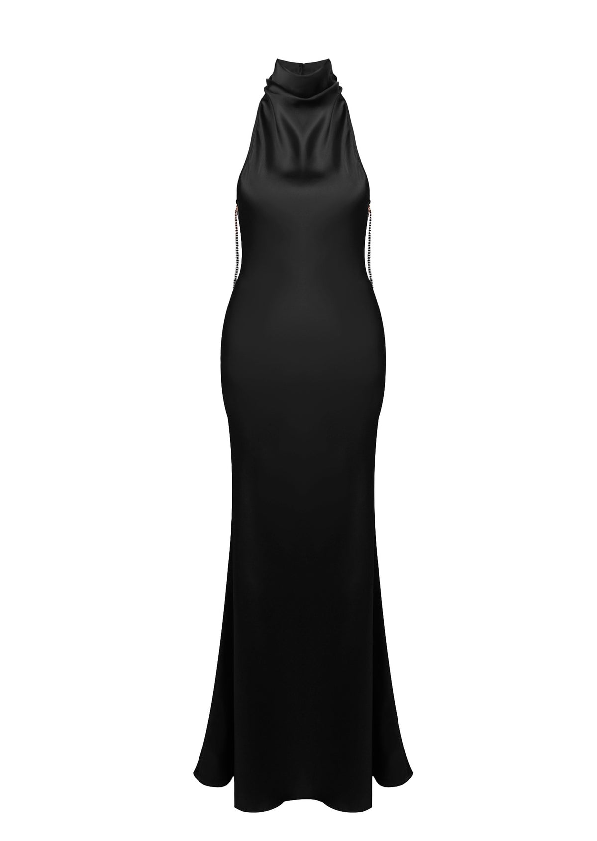 Badar Satin Halter Neck Maxi Dress In Black