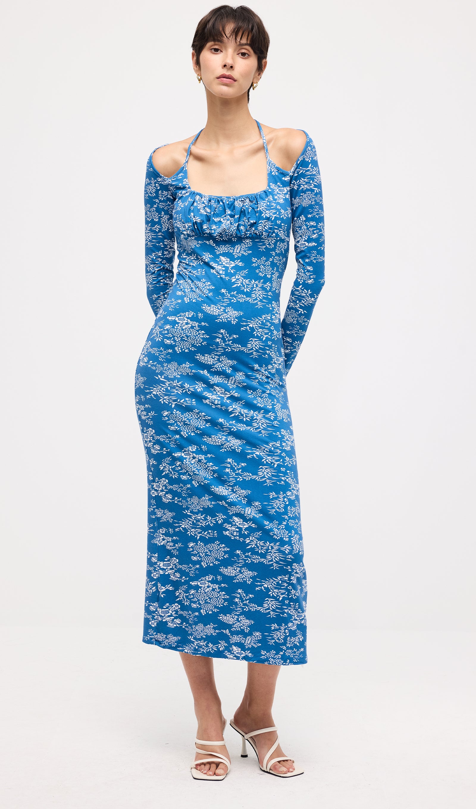 Floral Slim Split Midi Dress