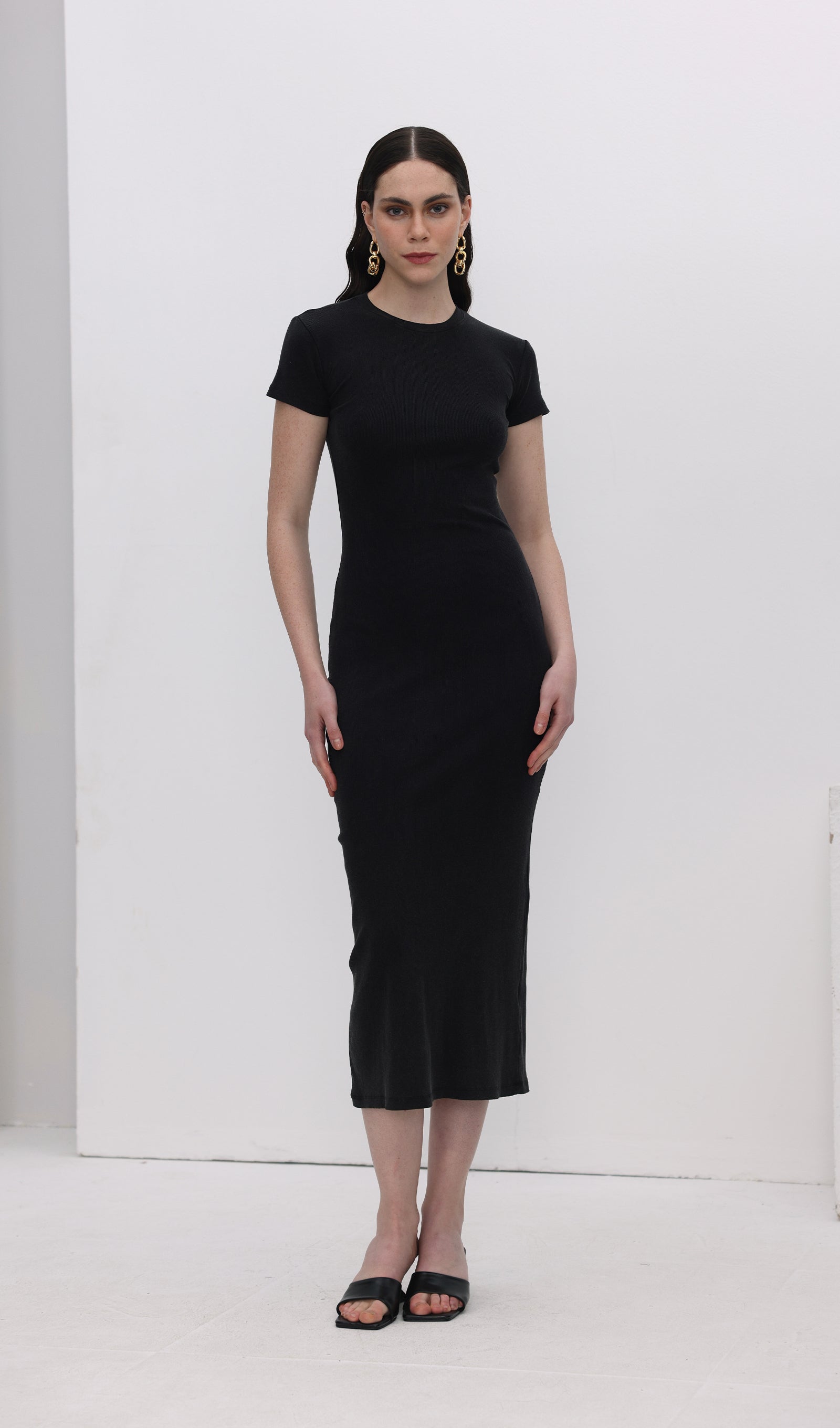 Midikleid in A-Linie mit Blumenmuster und Laternenärmeln