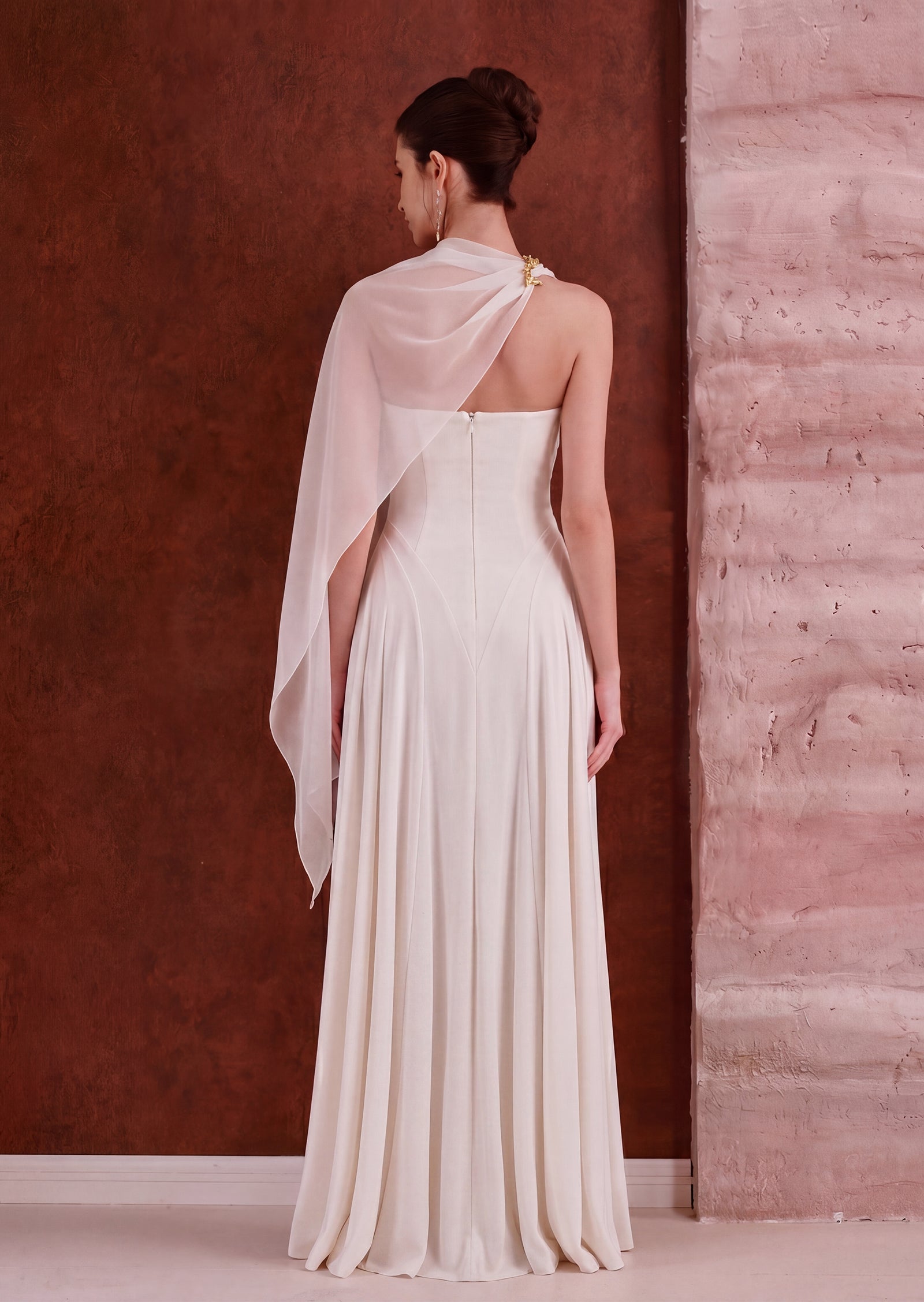Midikleid in A-Linie mit Blumenmuster und Laternenärmeln