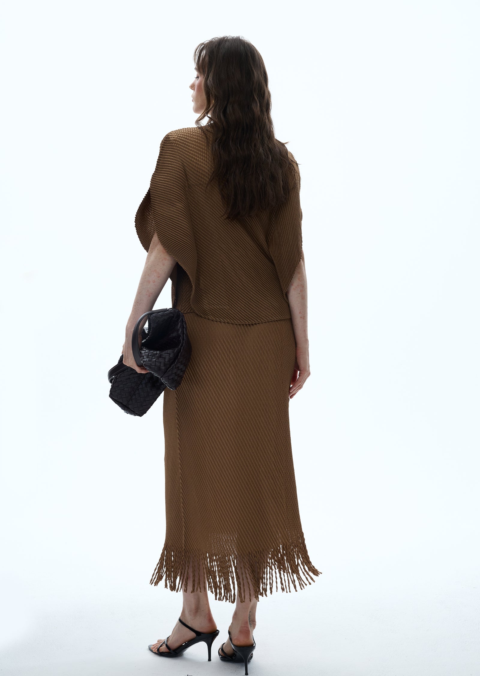 Midikleid in A-Linie mit Blumenmuster und Laternenärmeln