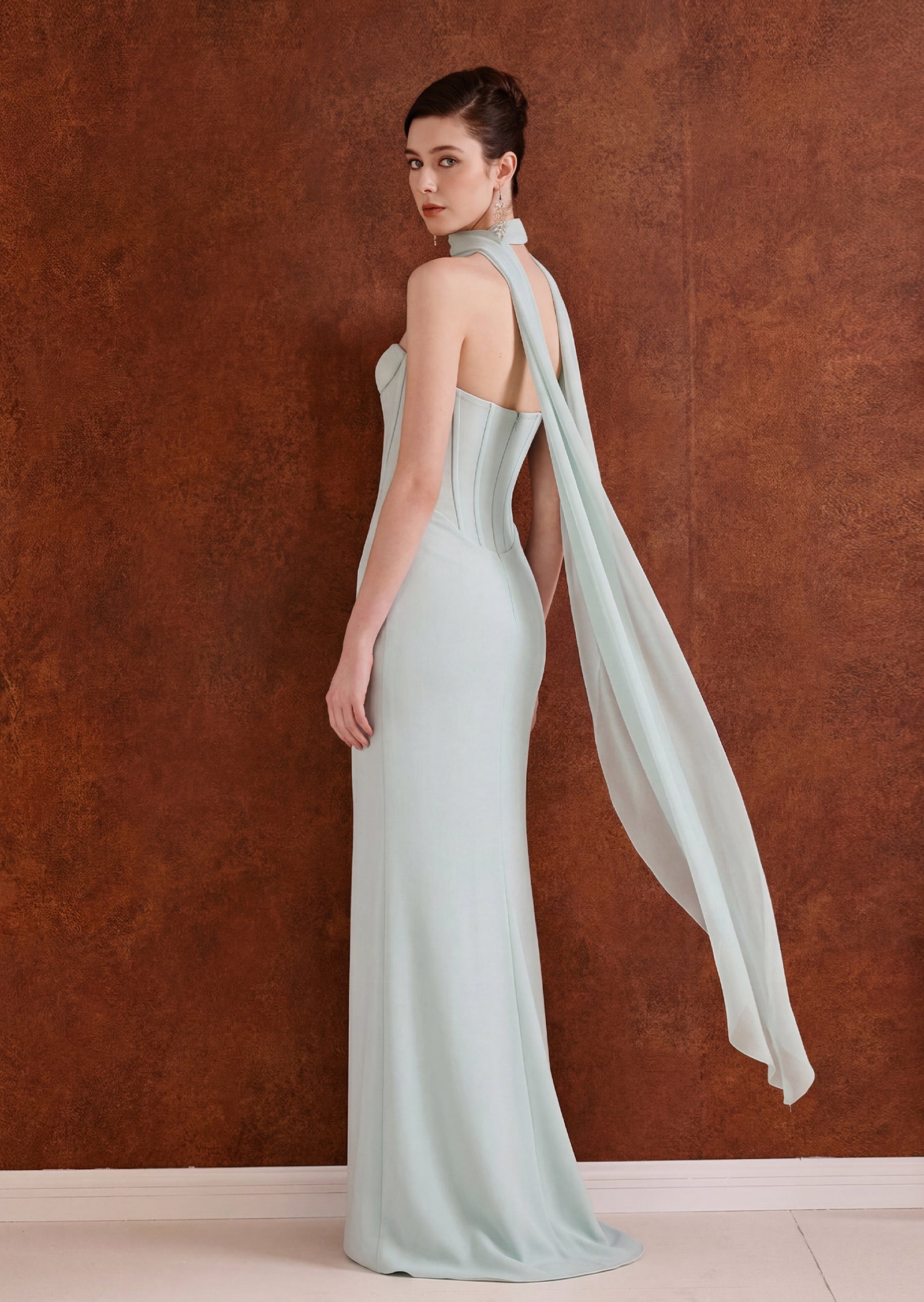 Midikleid in A-Linie mit Blumenmuster und Laternenärmeln