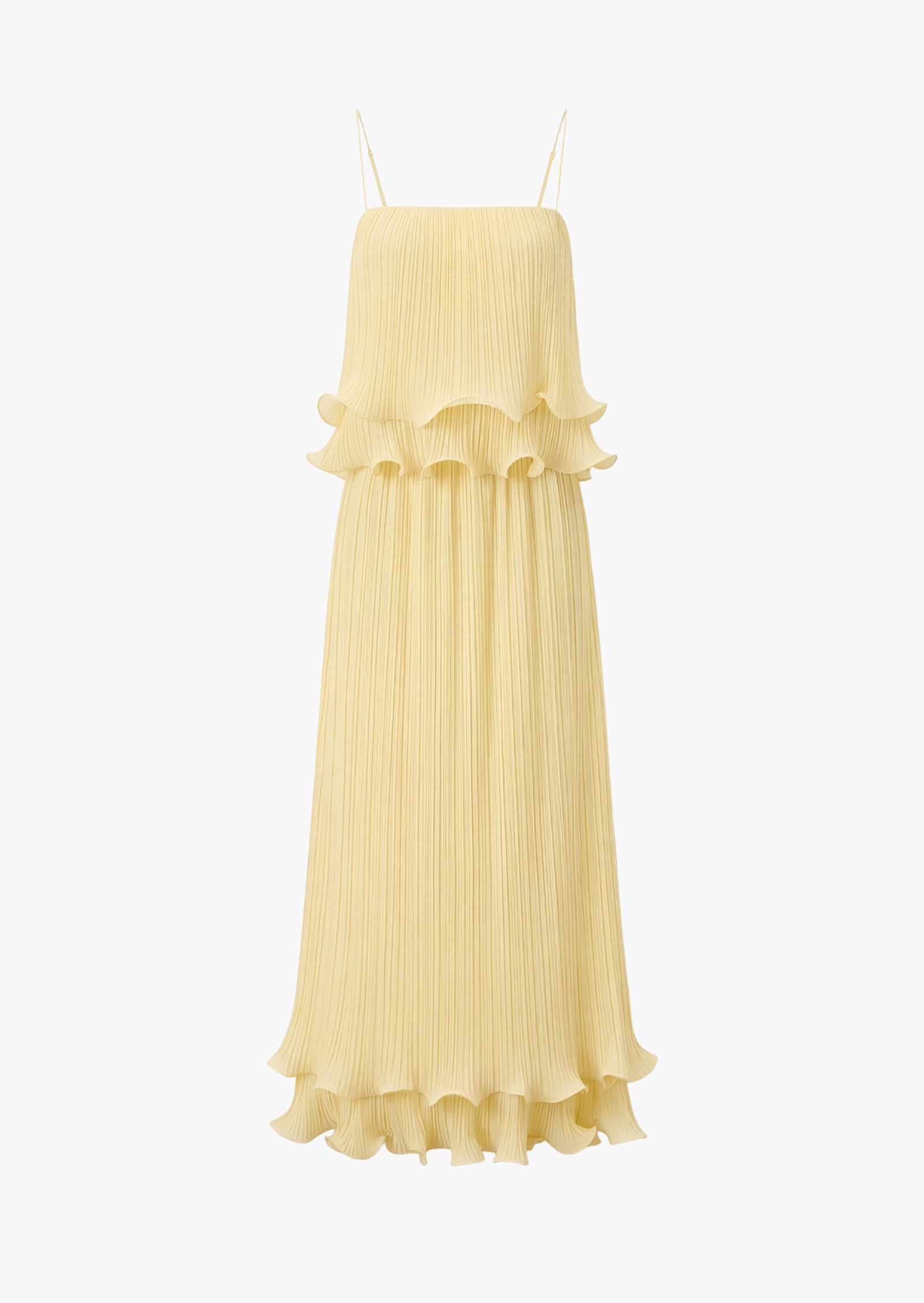 Xlyia Pleated Layered Ruffle Skirt Set In Yellow