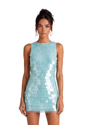 Lieu Sleeveless Open Back Sequined Mini Dress