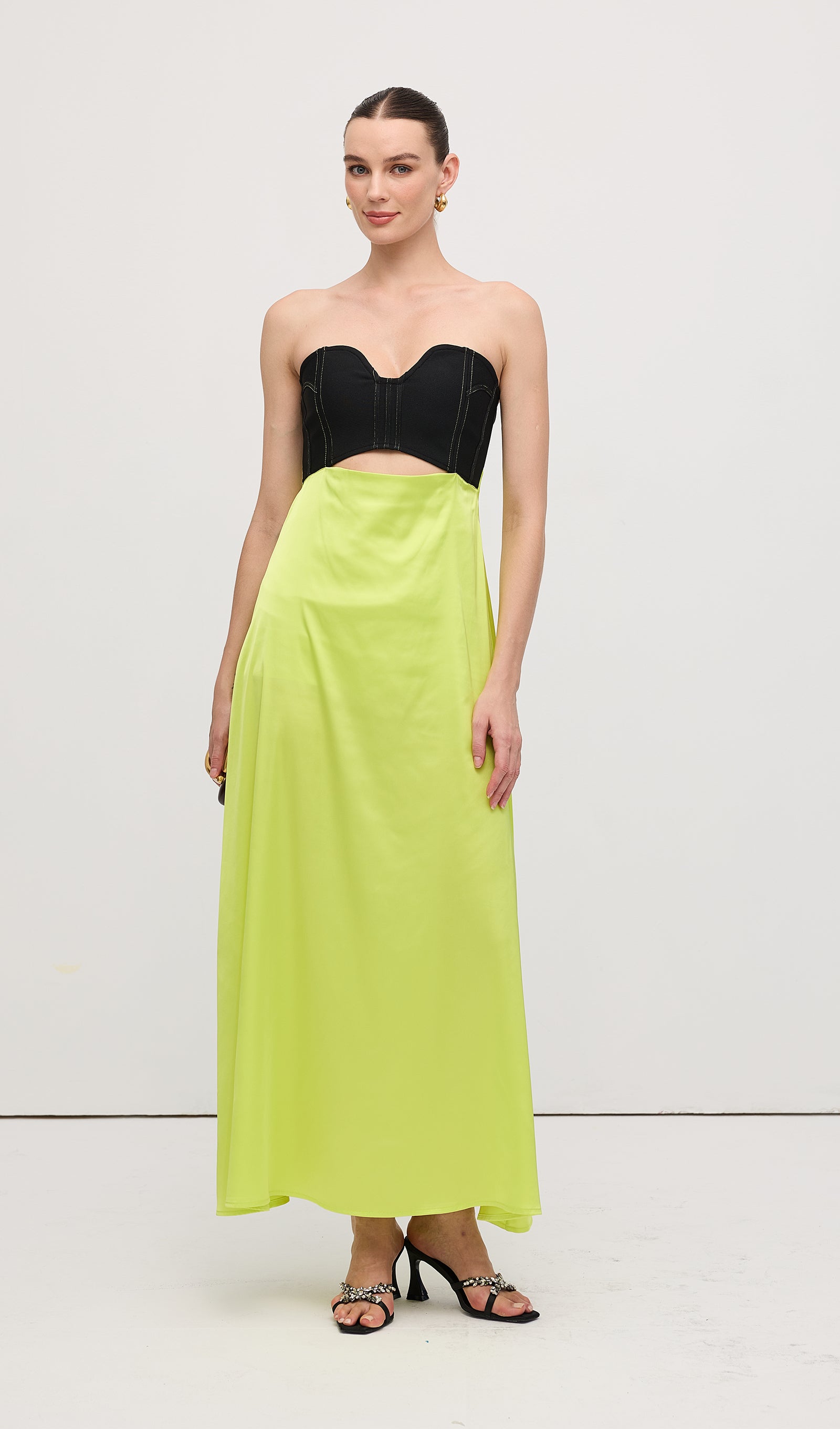 Midikleid in A-Linie mit Blumenmuster und Laternenärmeln
