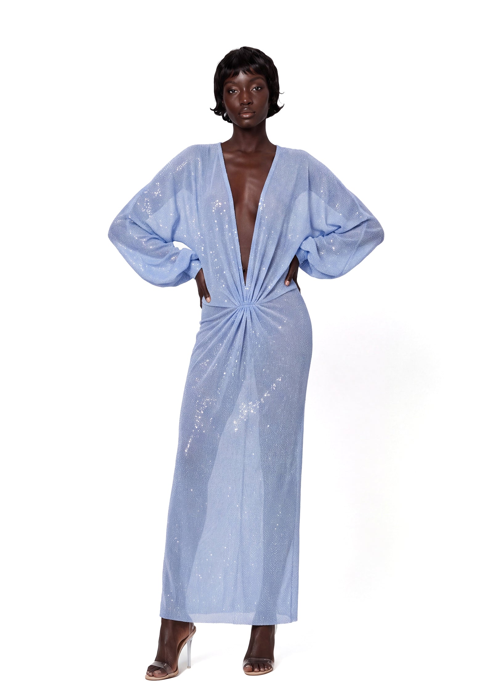 Chaka Sequined Long Sleeved Maxi Dress