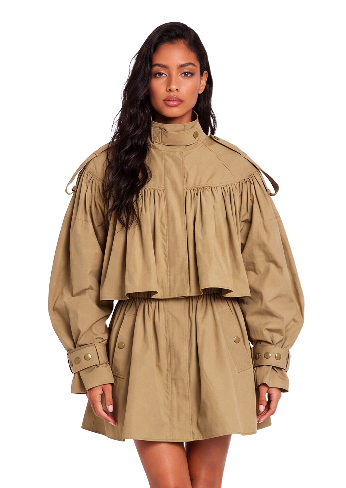 Aarani Long Sleeve Belted Midi Trench Coat