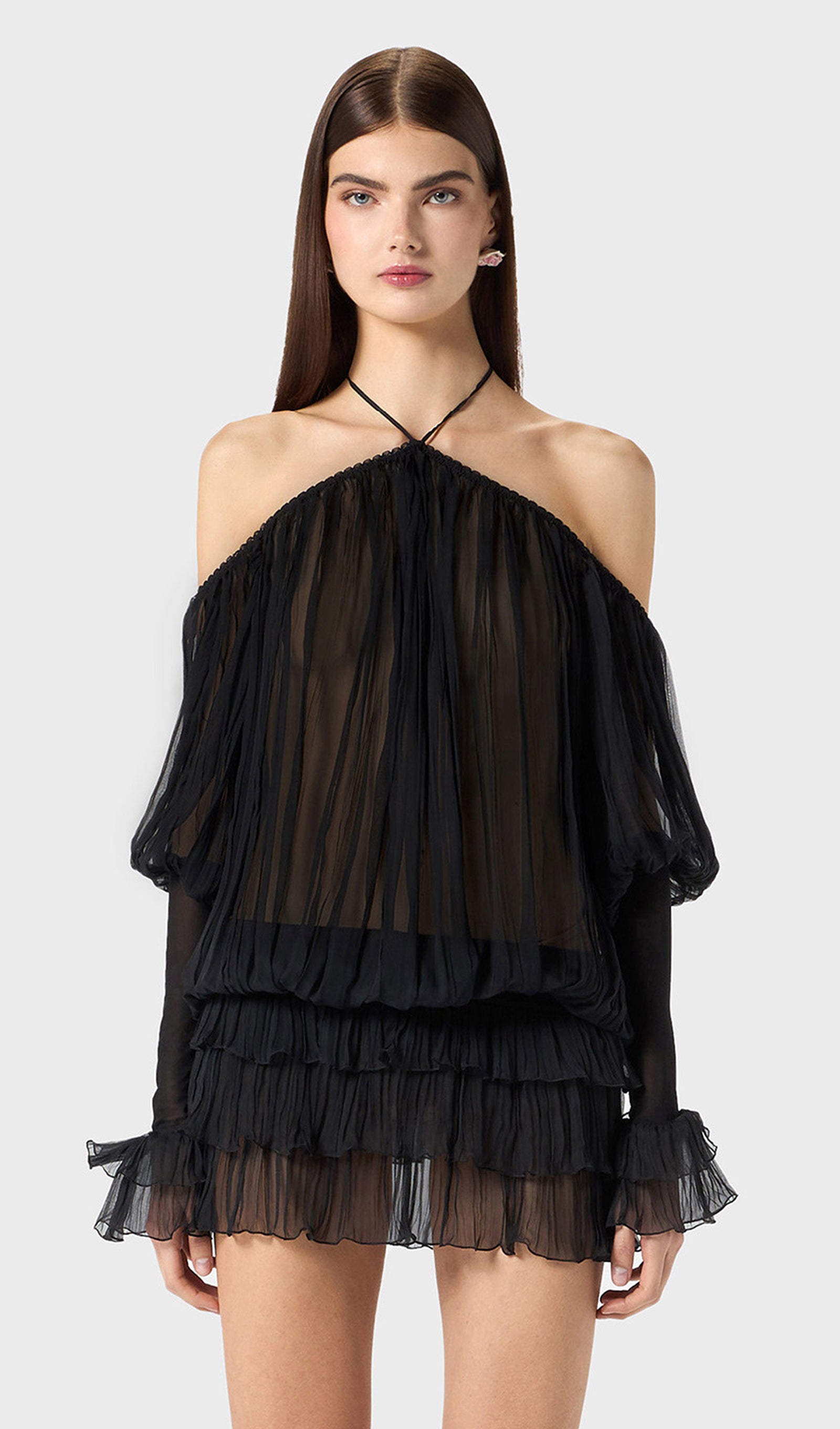 فستان ماكسي بتصميم ذيل السمكة بلون الماهوجني 