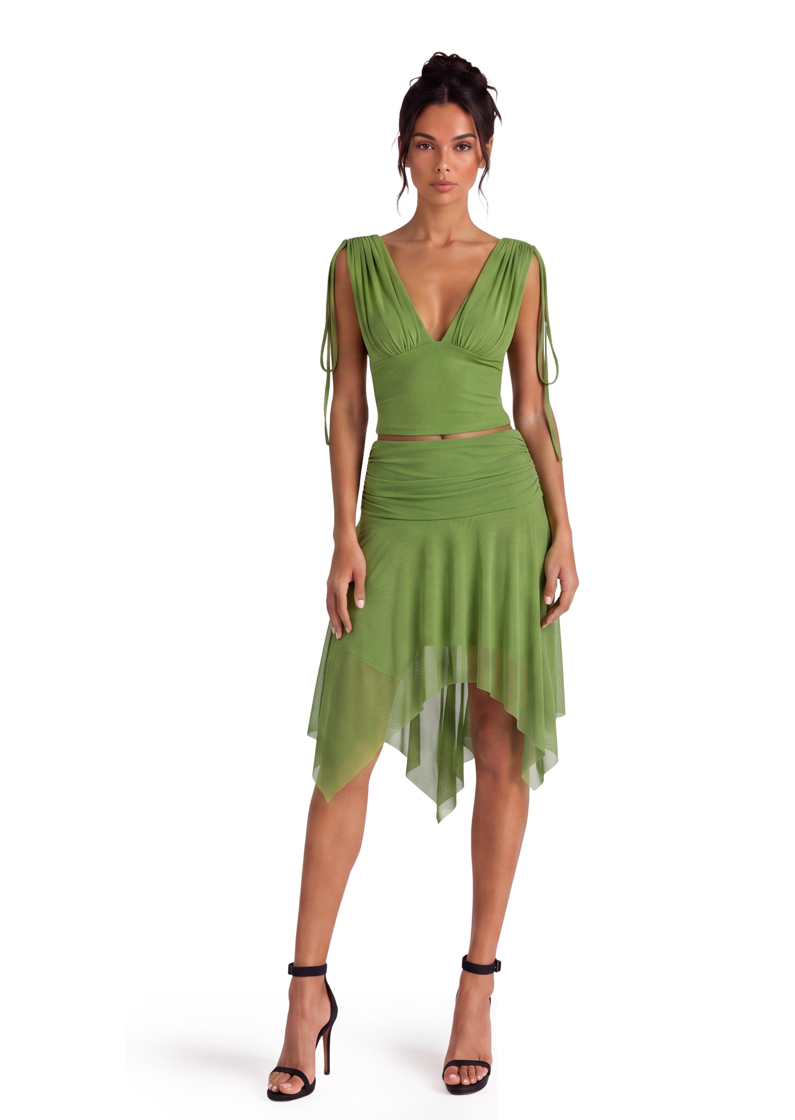 Gaius Deep V Neck Top & Skirt Set