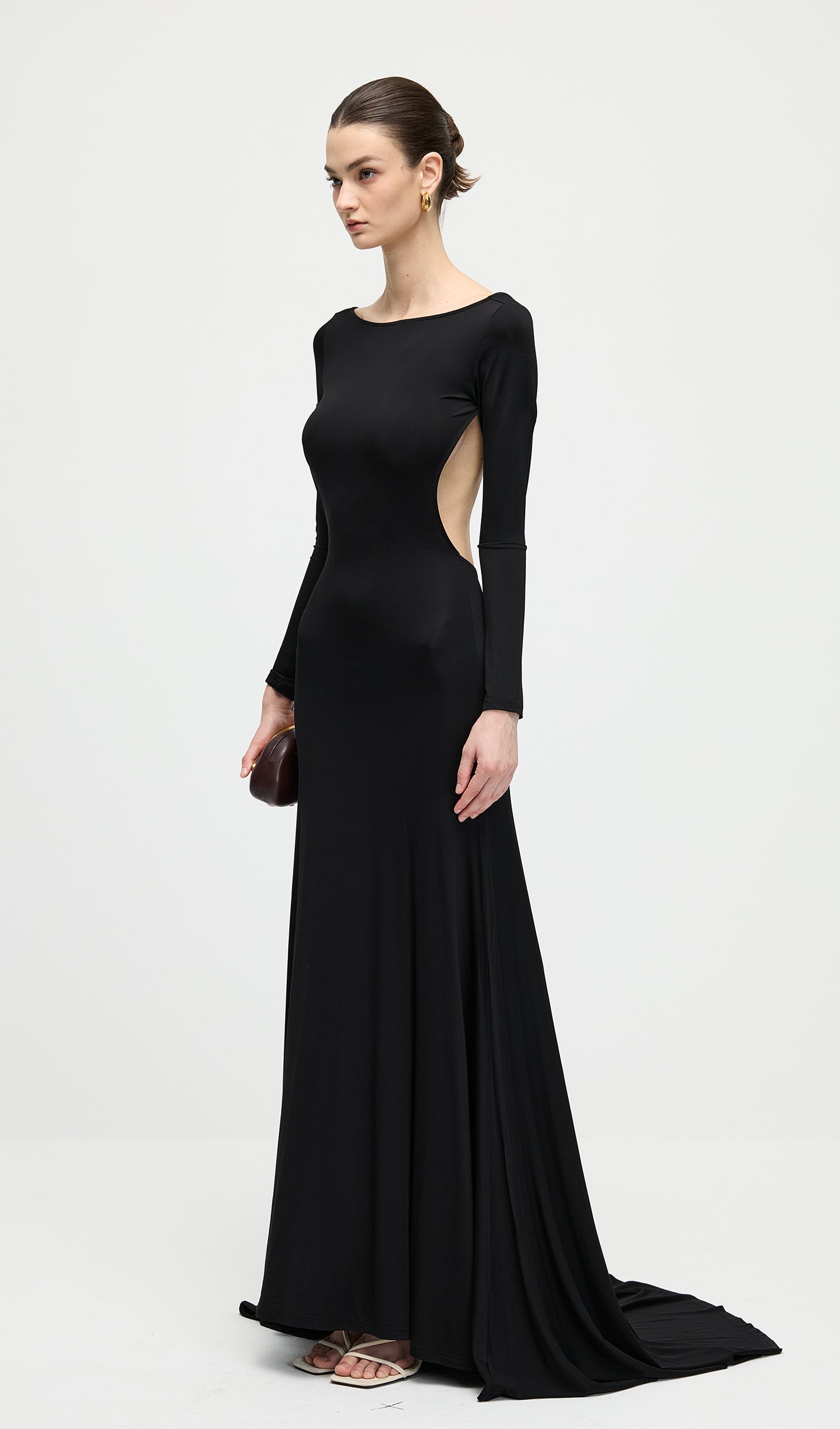 Midikleid in A-Linie mit Blumenmuster und Laternenärmeln