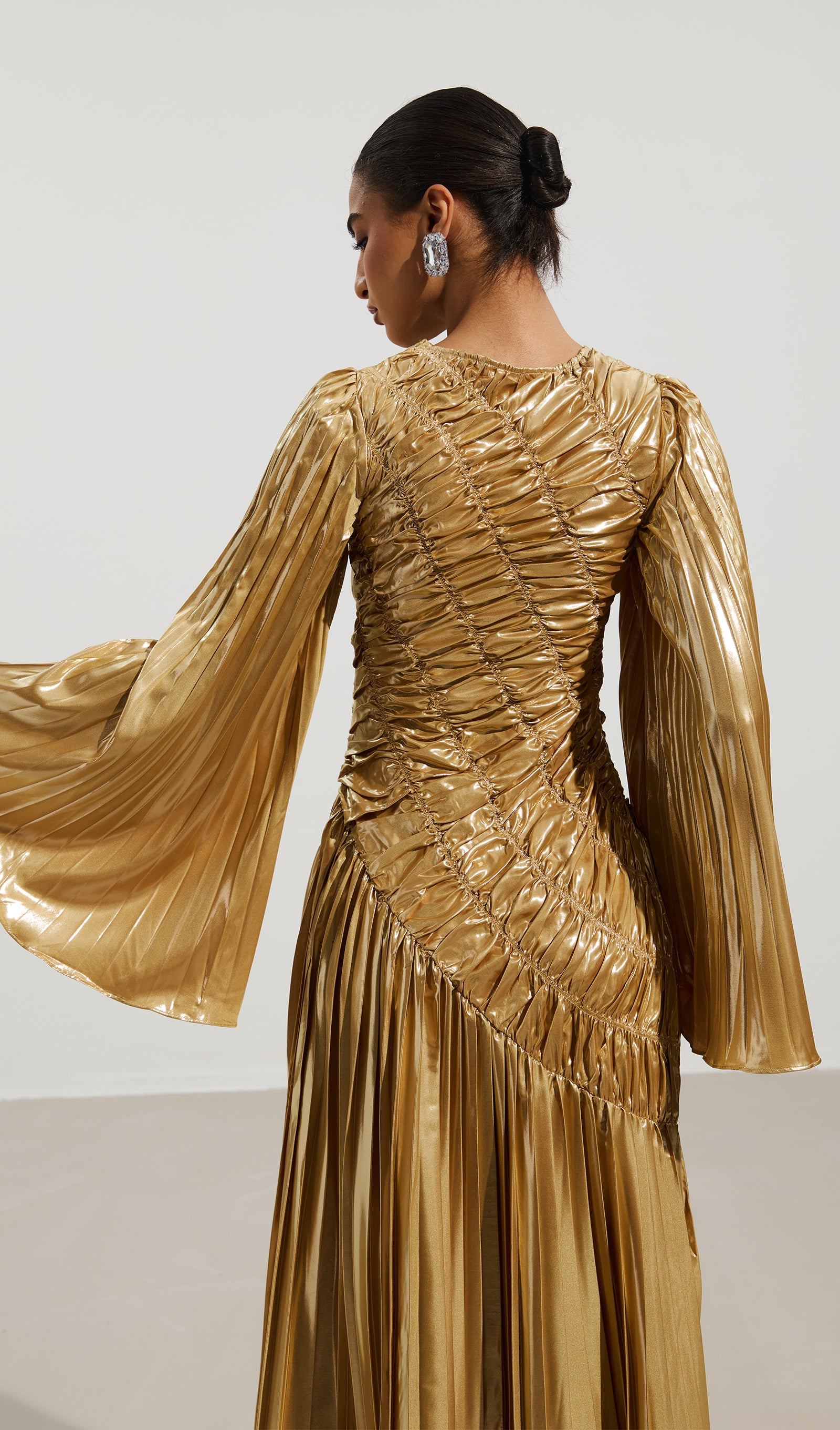 Midikleid in A-Linie mit Blumenmuster und Laternenärmeln