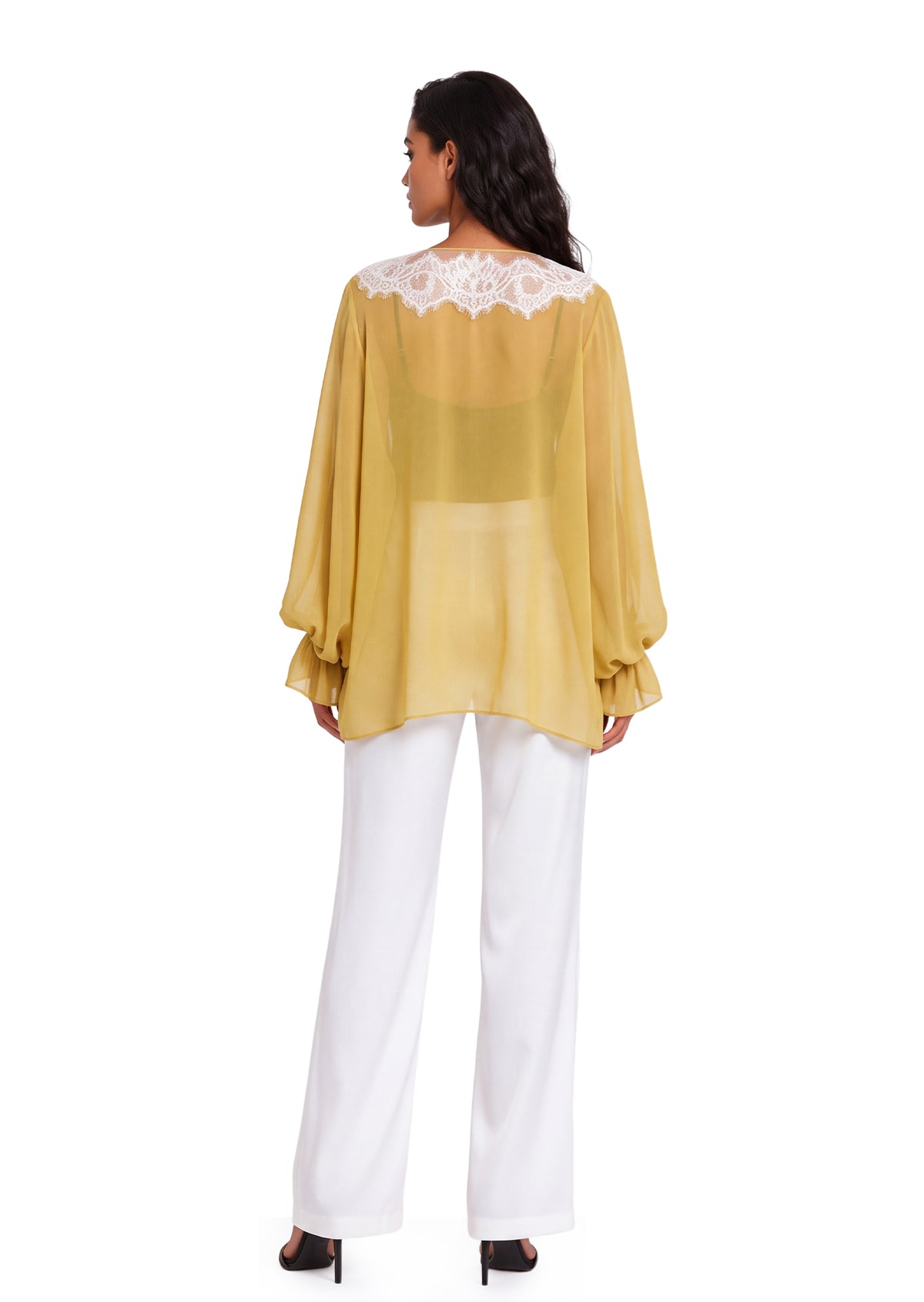 Kader Sheer Lace Top In Yellow