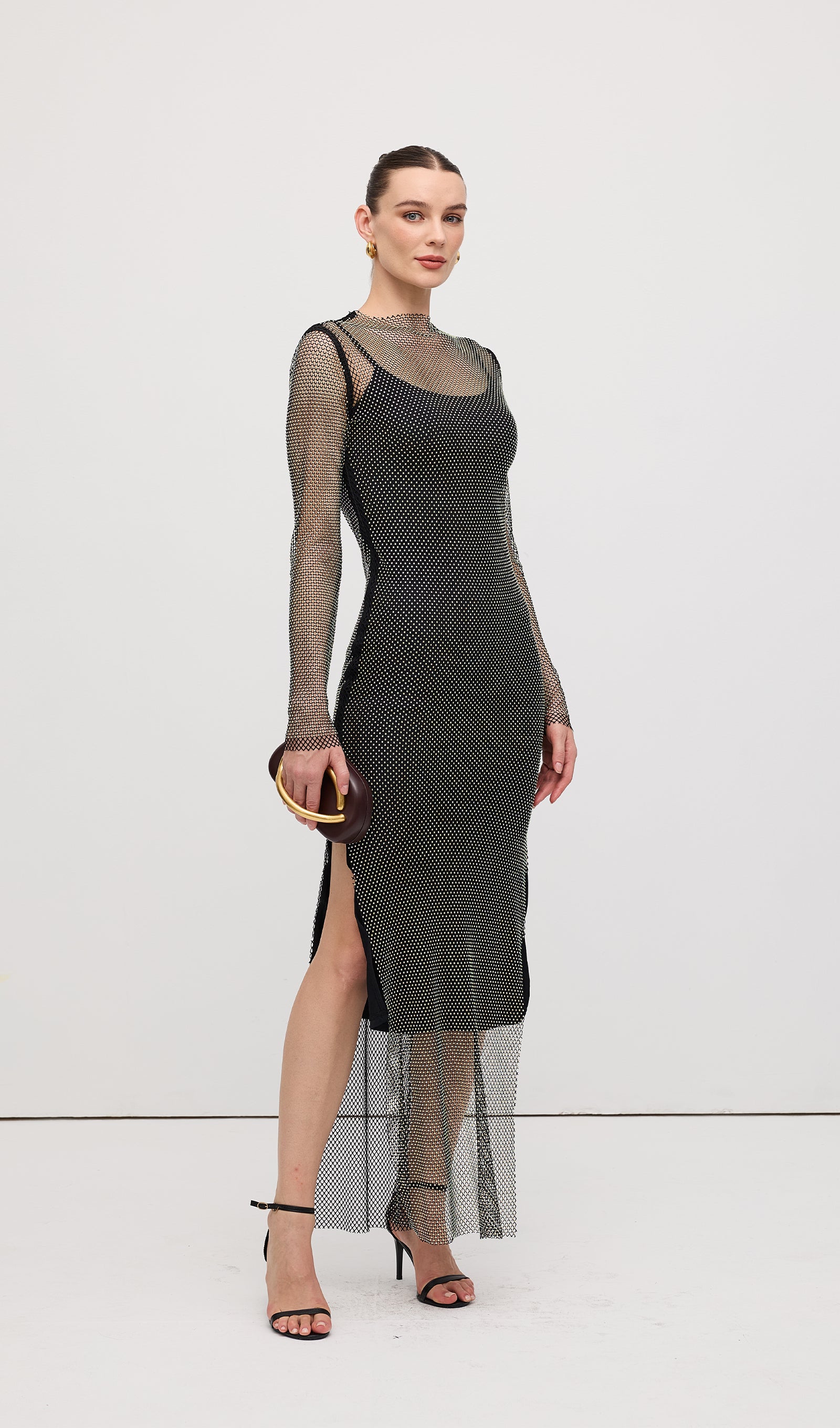 Mesh With Monochrome Maxi Dress