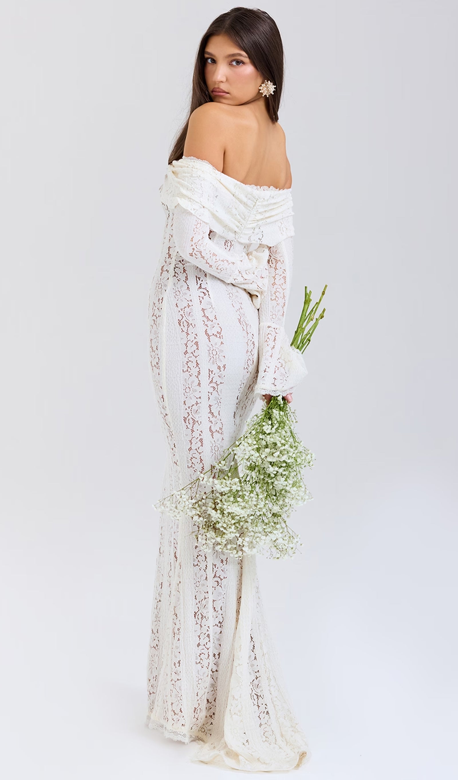 Midikleid in A-Linie mit Blumenmuster und Laternenärmeln