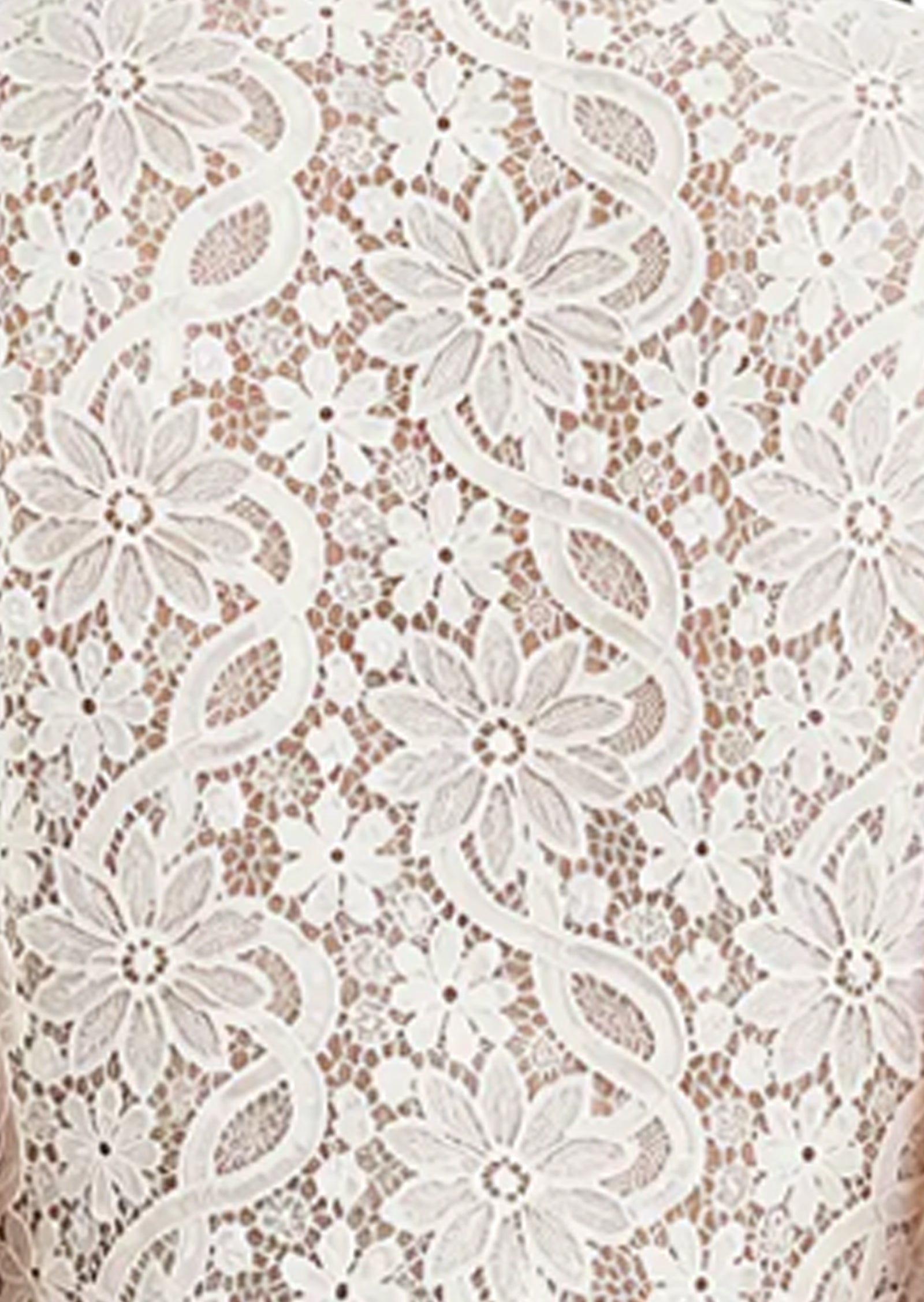 Waiola Long Top & Flared Pants Set In Lace In White
