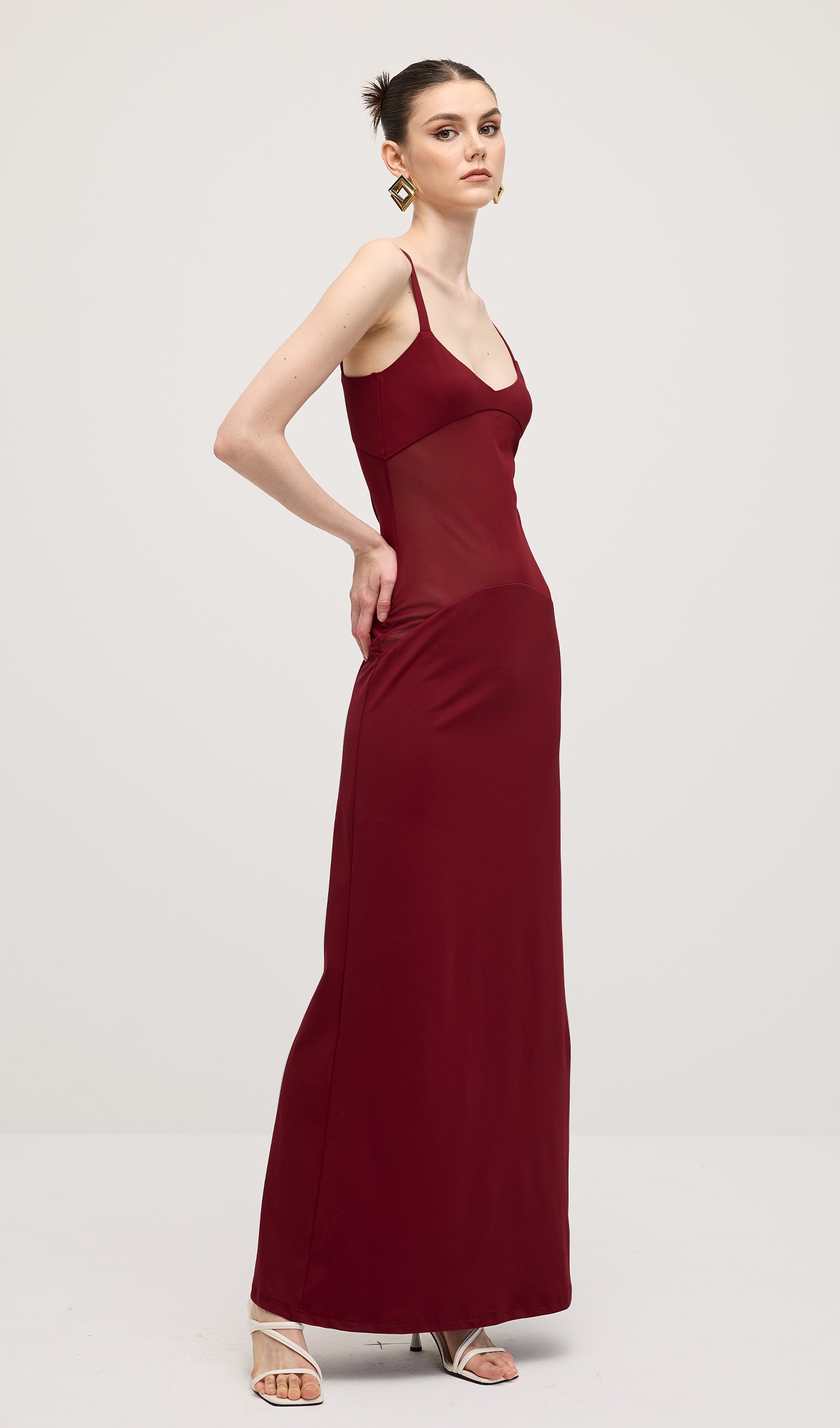 Red Sheer Knit Curve Maxi Dress