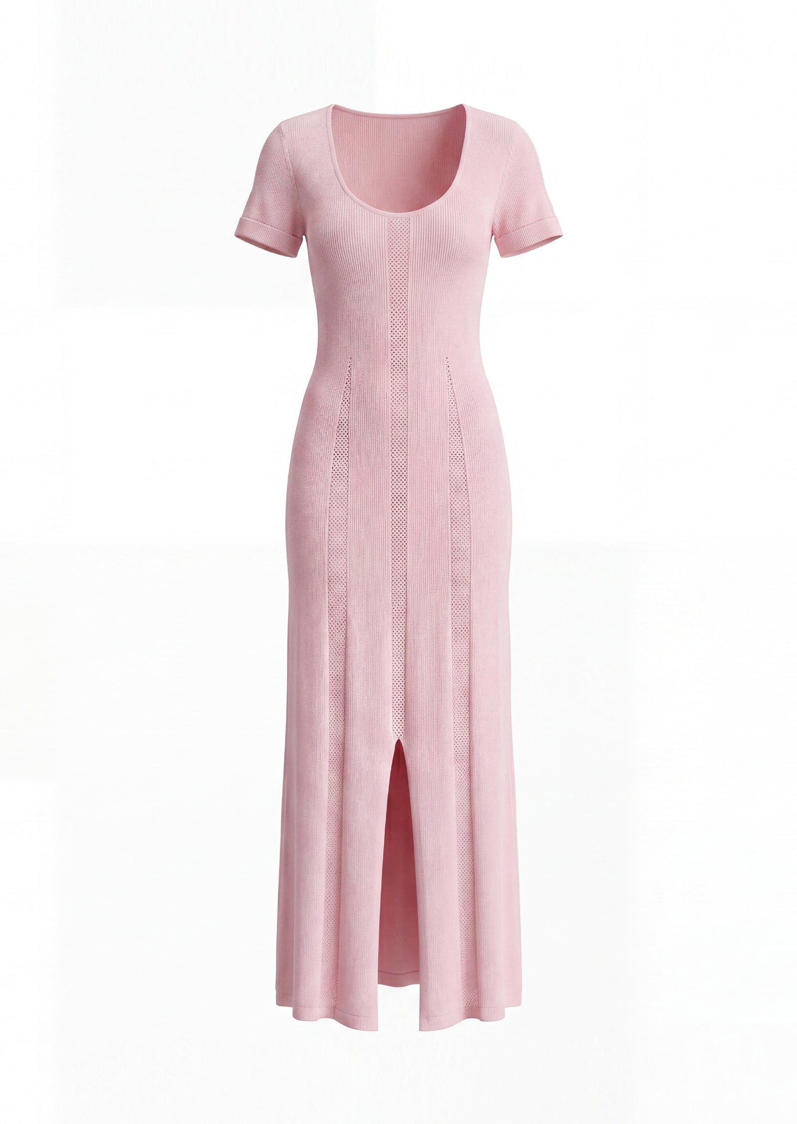 Brielle Ribbed Knit Maxi Dress In Pink