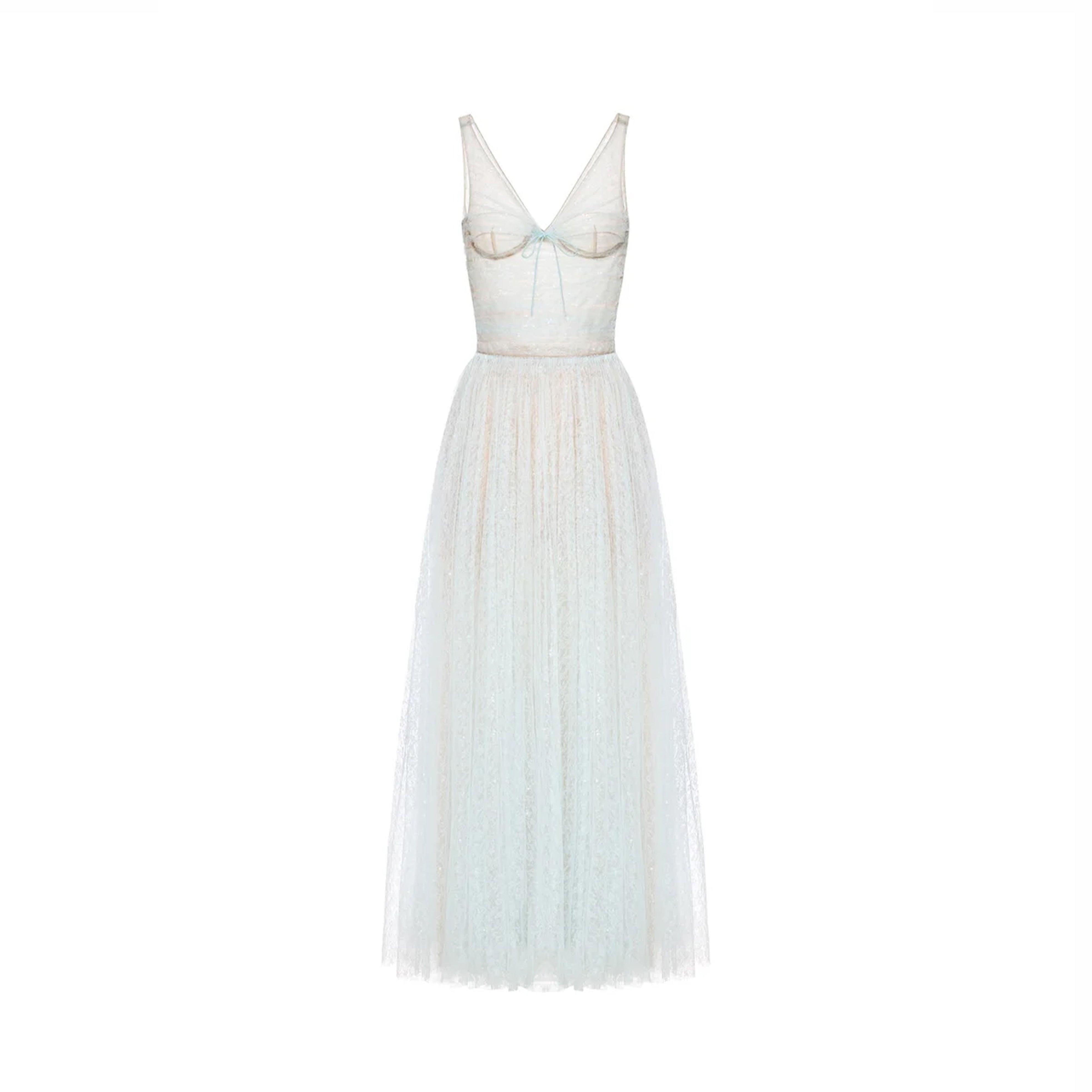 Bailey Sequin Tulle Maxi Dress With Lace