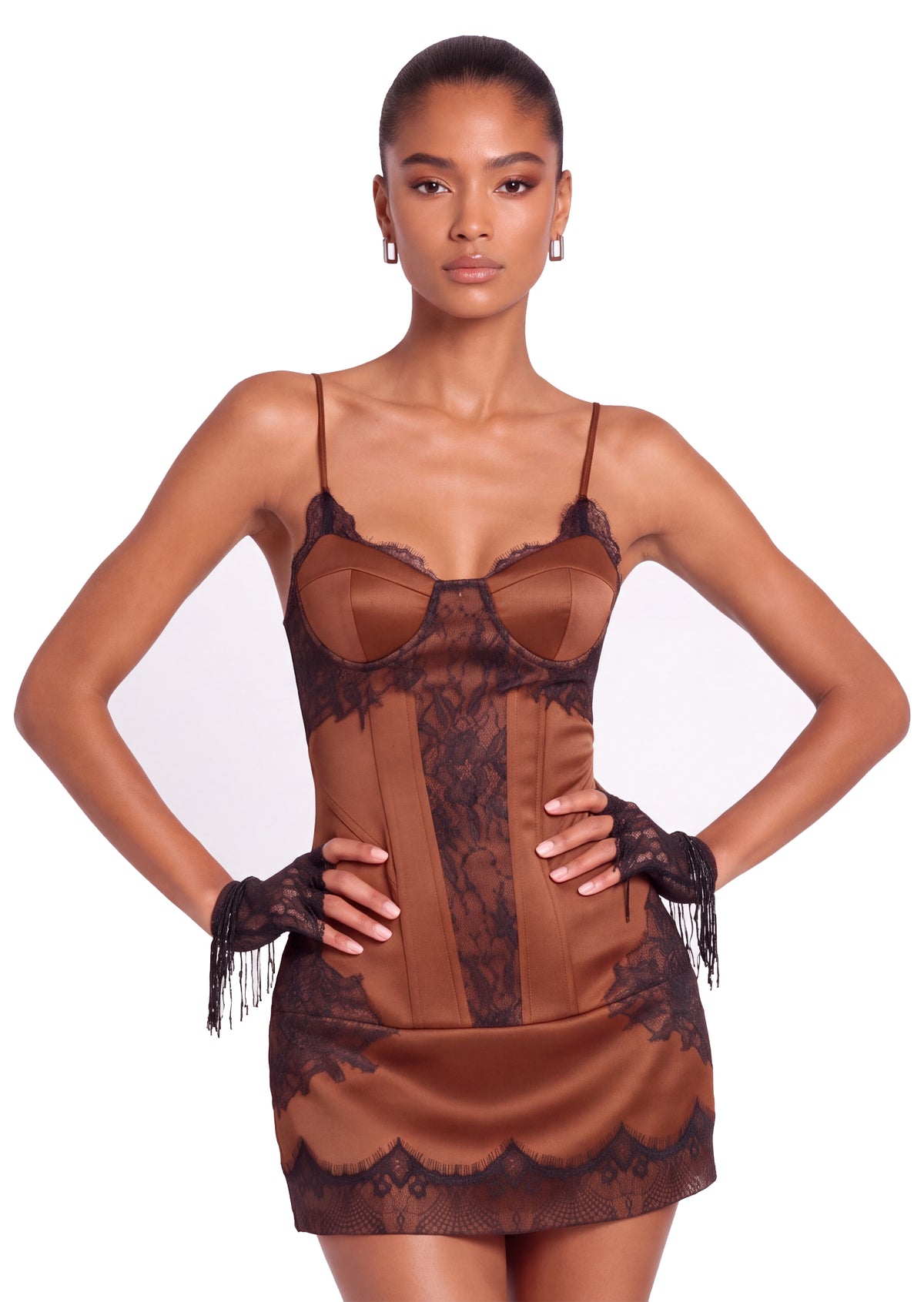 Faber Lace  Satin Mini Dress