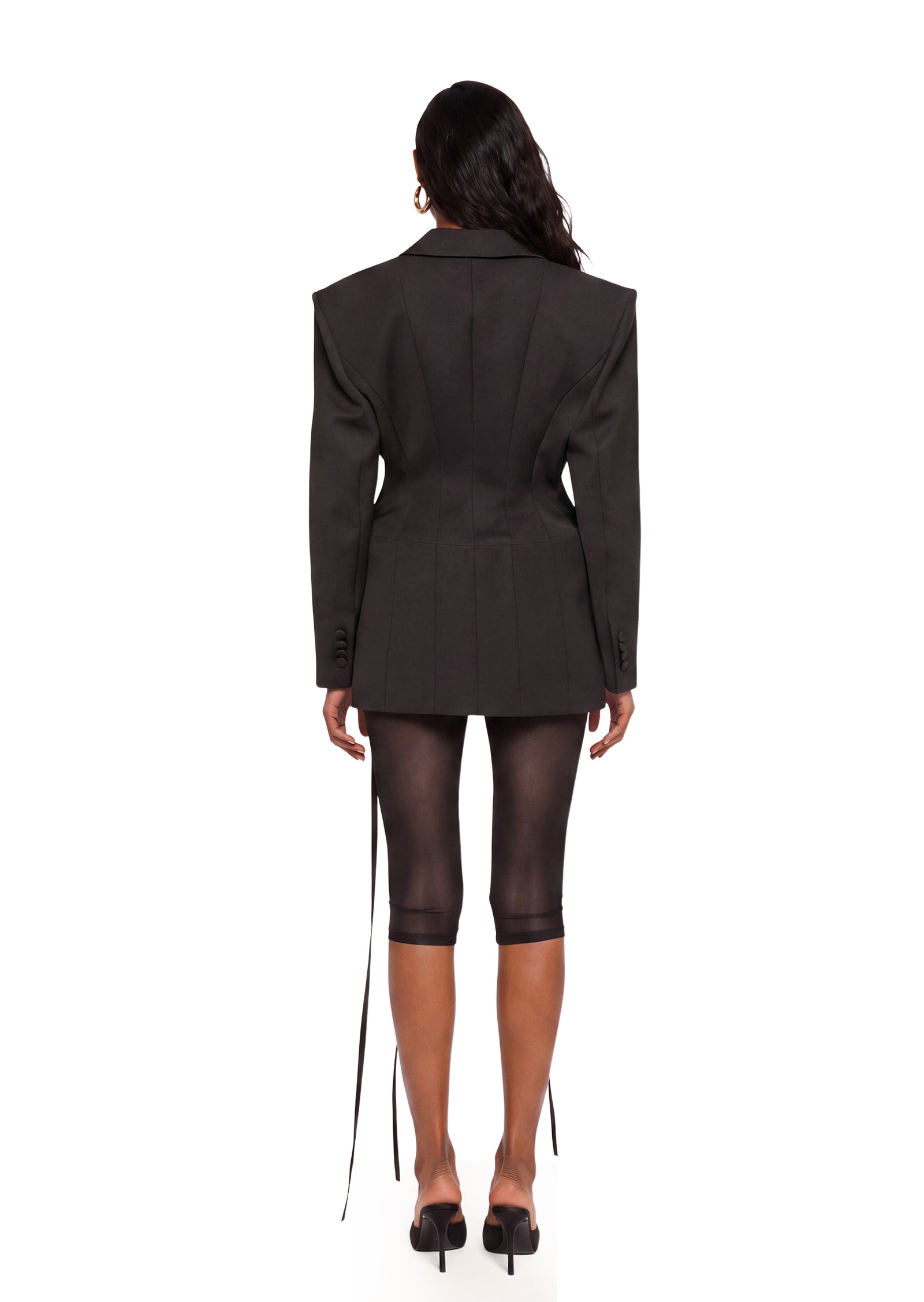 Zacharee Lace-up Blazer In Black