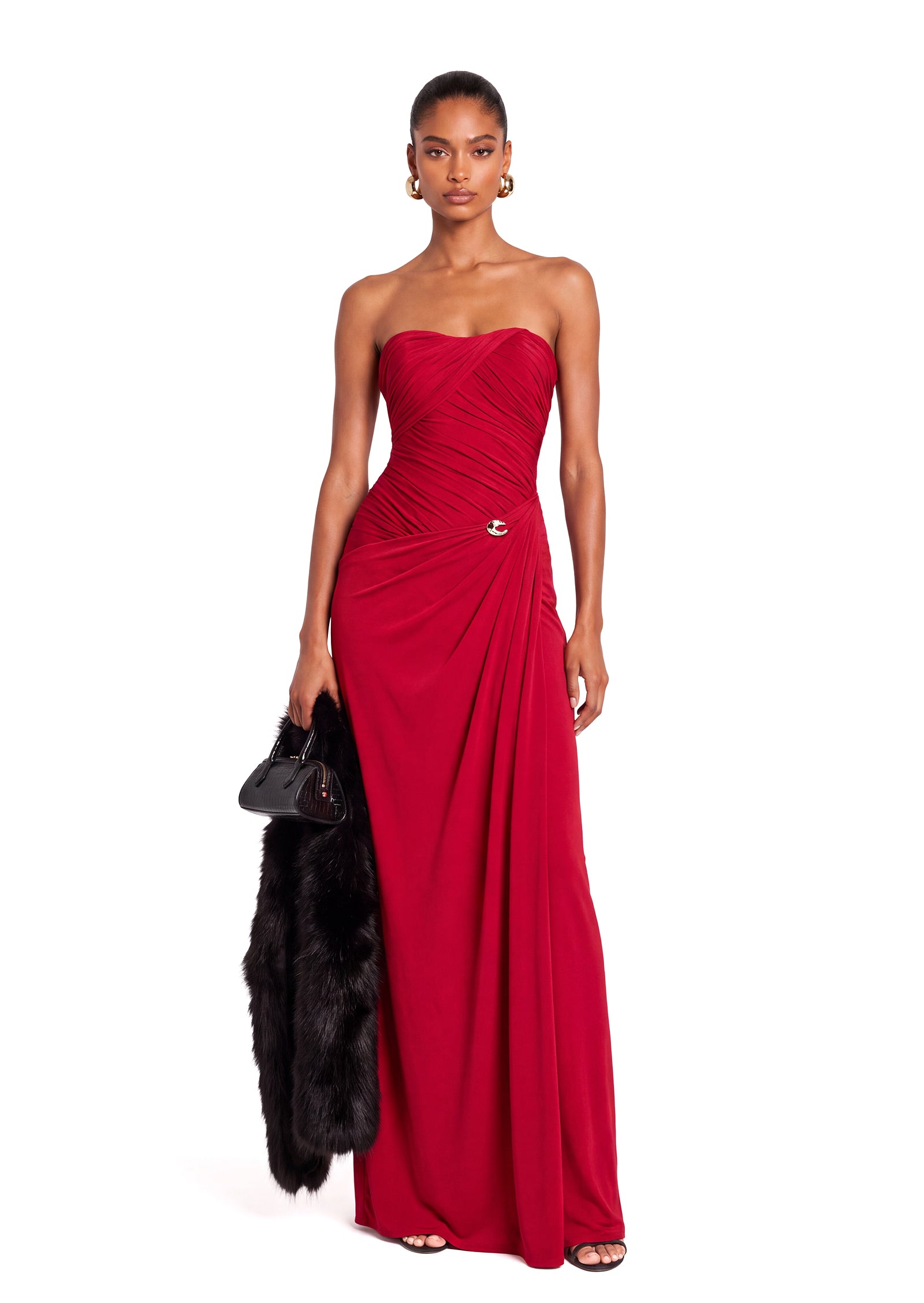 Wachiwi Strapless Stretch Maxi Dress In Red