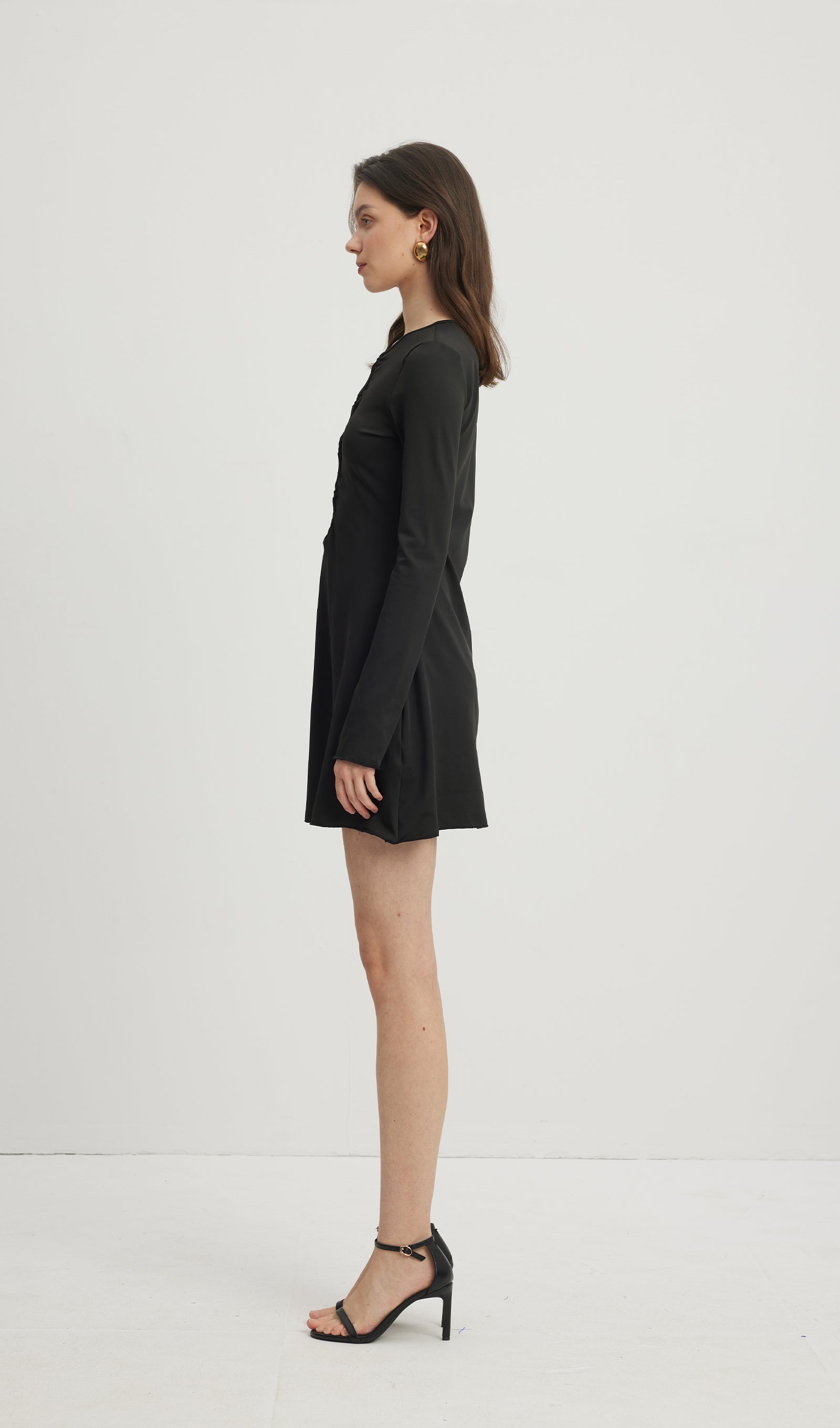 Midikleid in A-Linie mit Blumenmuster und Laternenärmeln