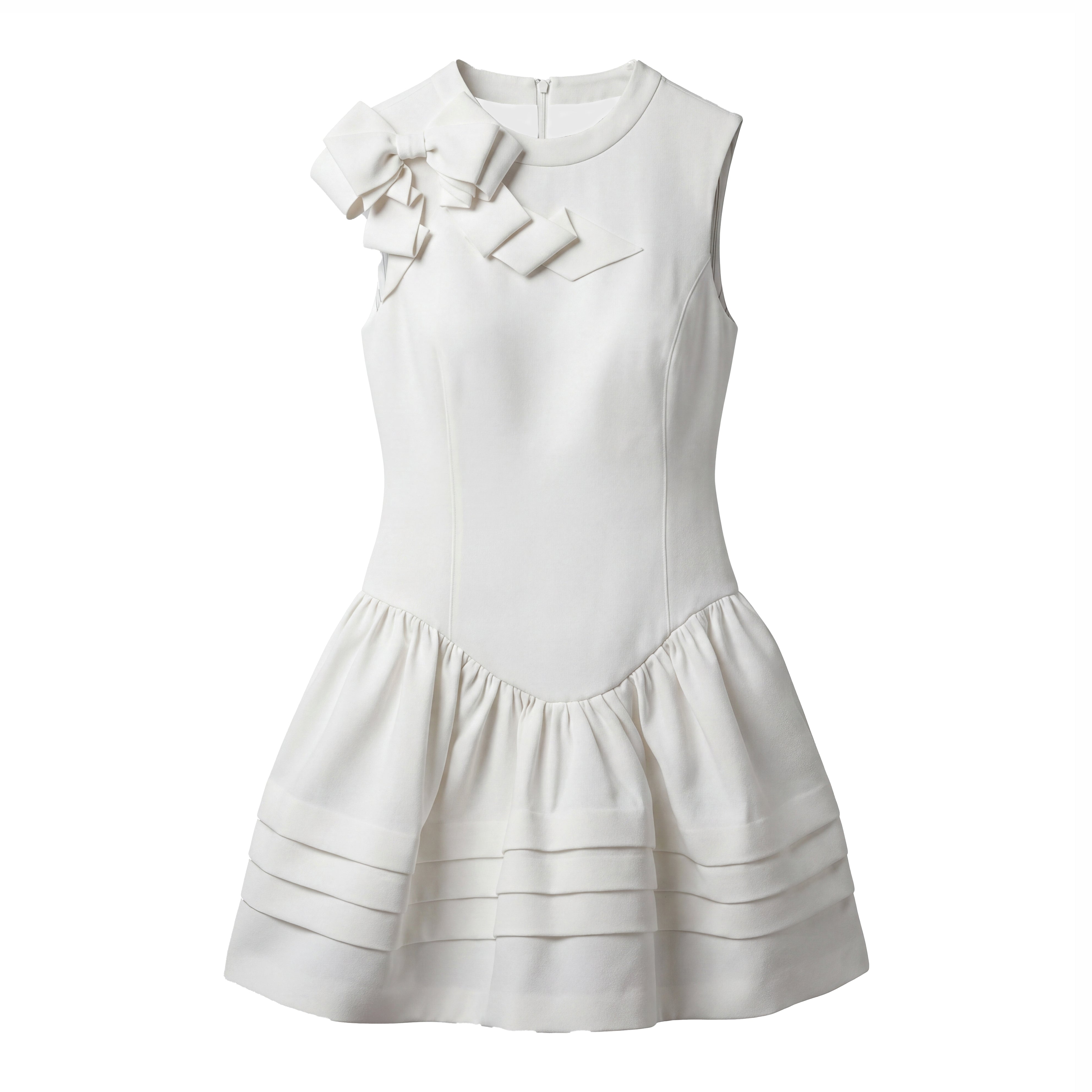 Laura Bow-Detailed Gathered Mini Dress
