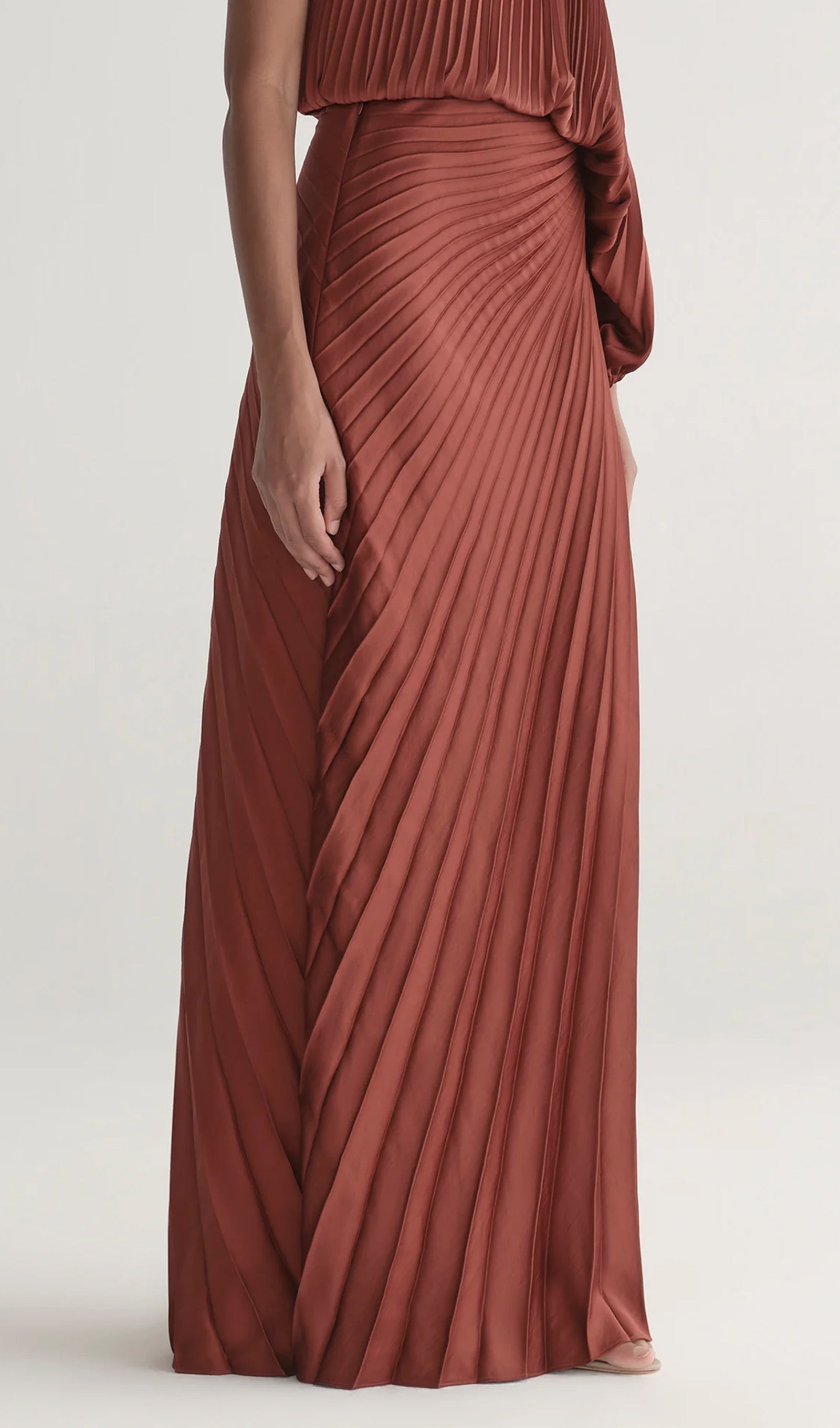 Pleated Asymmetric Top & Maxi Skirt Set