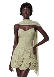 Midikleid in A-Linie mit Blumenmuster und Laternenärmeln